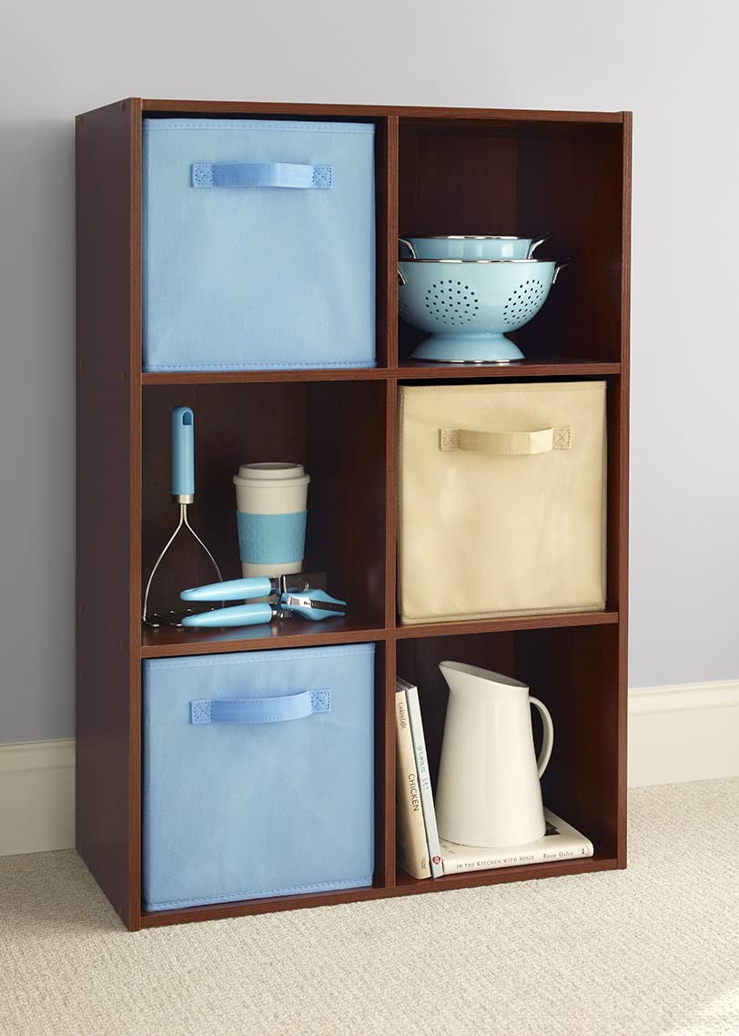ClosetMaid Cubeicals 6 Cube Storage Shelf Organizer Bookshelf, Stackable, Vertical Or Horizontal, Easy Assembly, Wood, Dark Cherry Finish
