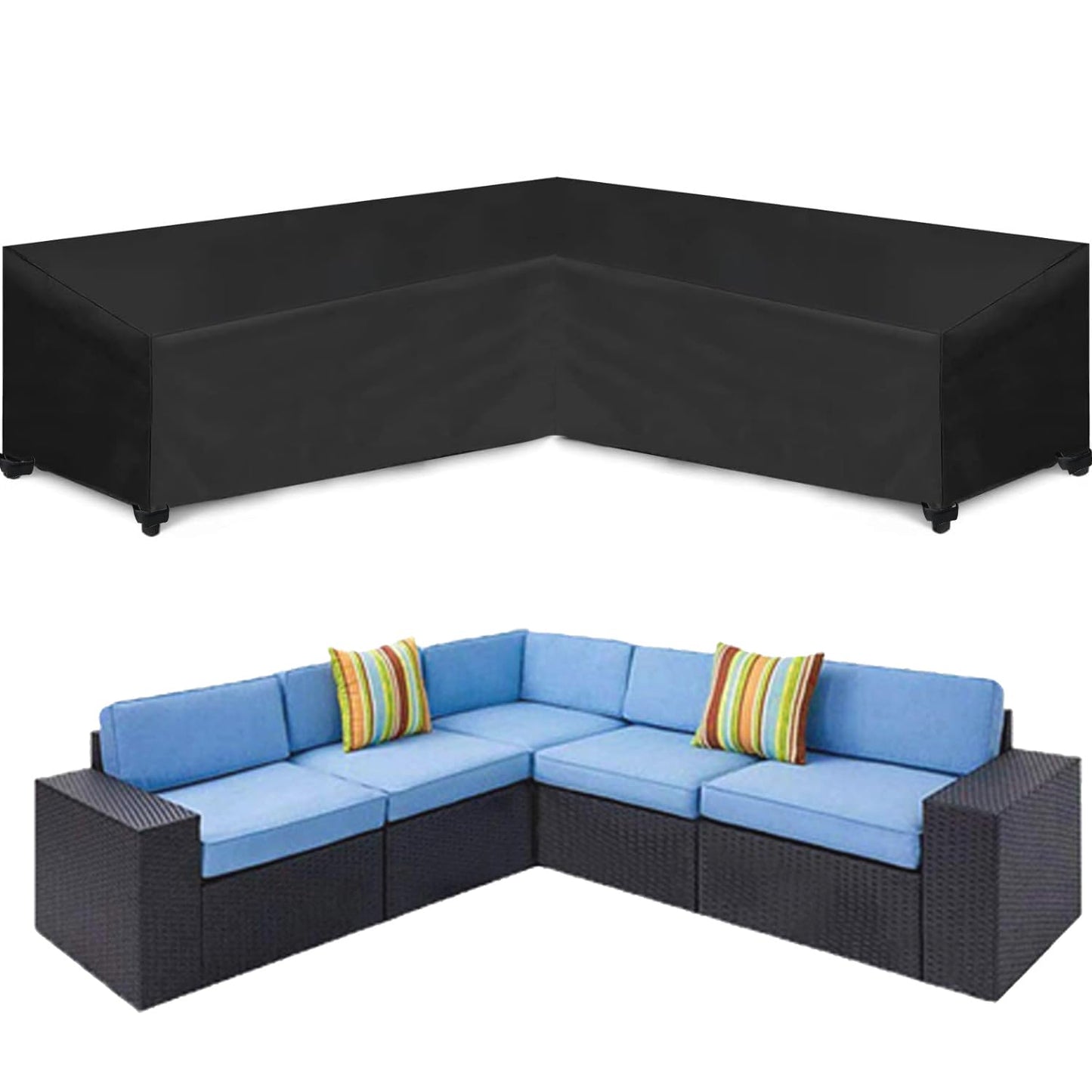 Oslimea Patio V-Shaped Sectional Sofa Cover 85" x 85" 600D Heavy-Duty Patio Furniture Cover Garden Couch Protector for Deck, Lawn and Backyard