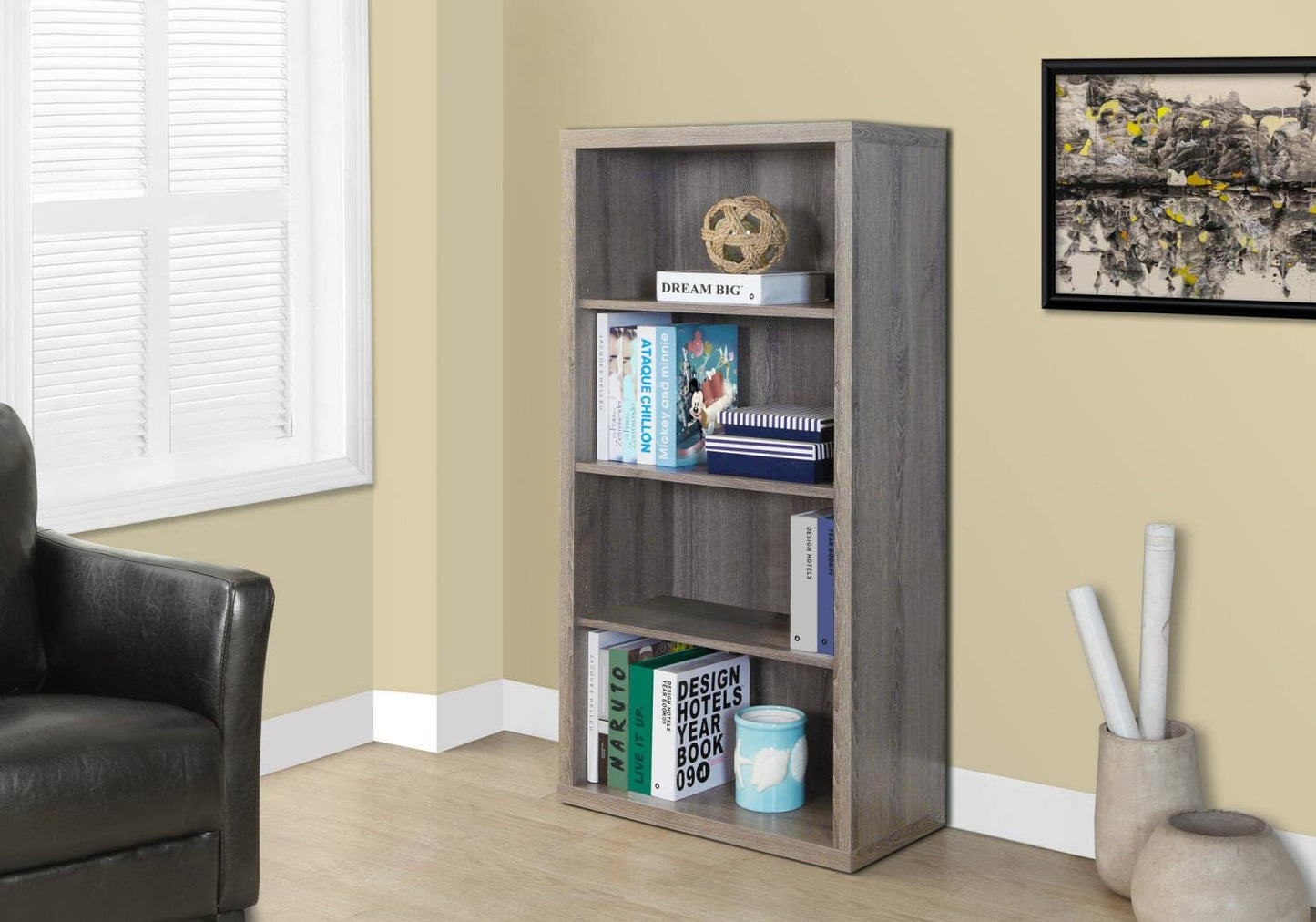 Monarch Specialties I 7060 Bookshelf, Bookcase, Etagere, 5 Tier, 48"H, Office, Bedroom, Laminate, Brown, Contemporary, Modern