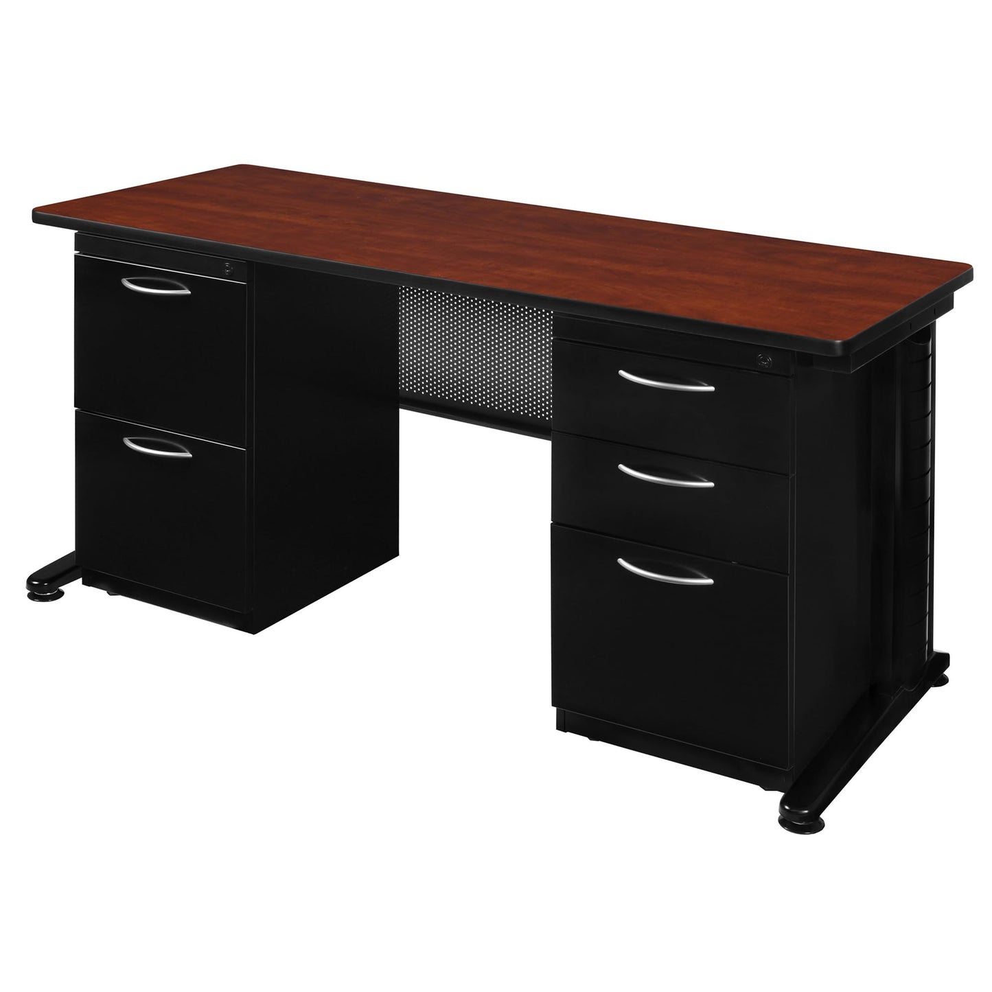 Regency Fusion 66 x 30 in. Teachers Desk with Double Pedestal Drawer Unit- Cherry