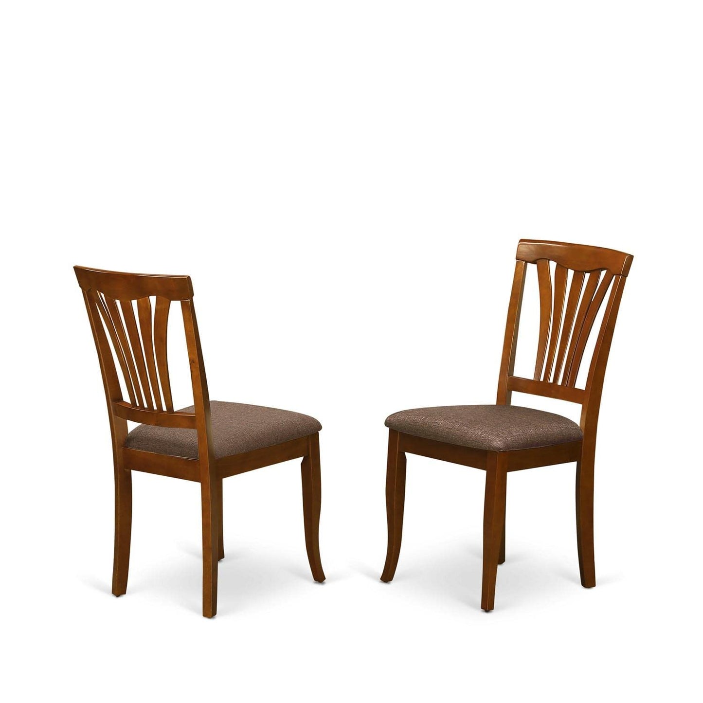 East West Furniture Avon 36" Linen Dining Chairs in Saddle Brown (Set of 2)