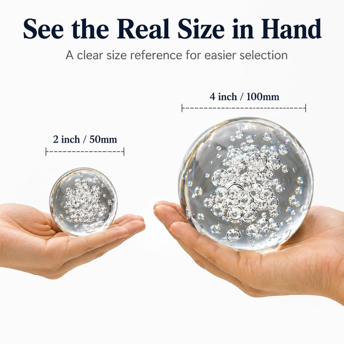 Crystal Ball Glass Globe Decor - Crystal Sphere with Stand & Gift Box, Clear Decorative Crystal Globe, 3D Crystal Ball for Home Decor Photography, Gazing Divination Fengshui Meditation, 4 inch/100mm