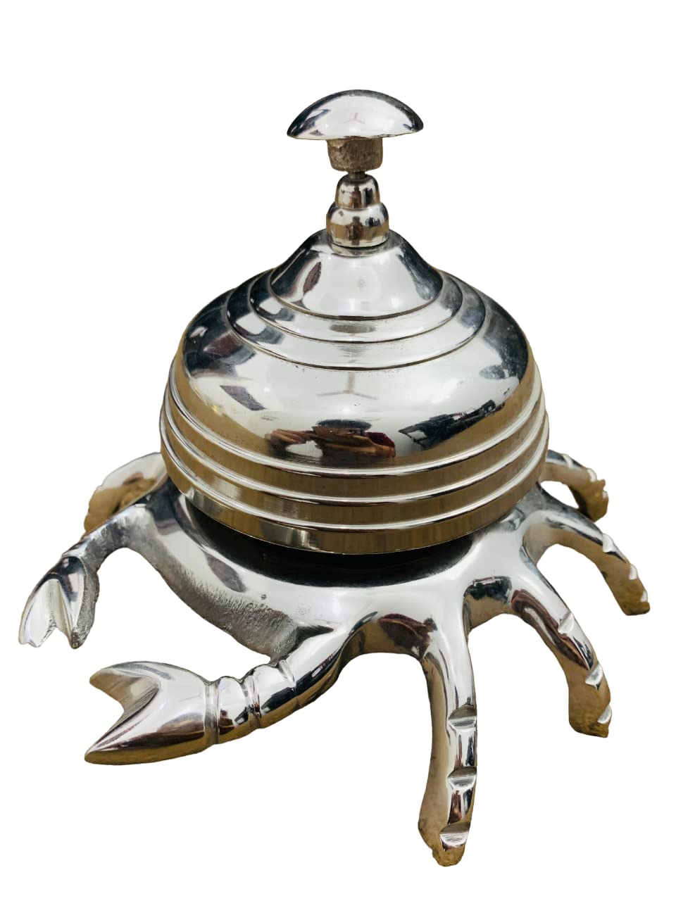 Vintage Chrome Finish Aluminium Crab Bell Hotel Counter Reception Bell Teacher Desk Bell