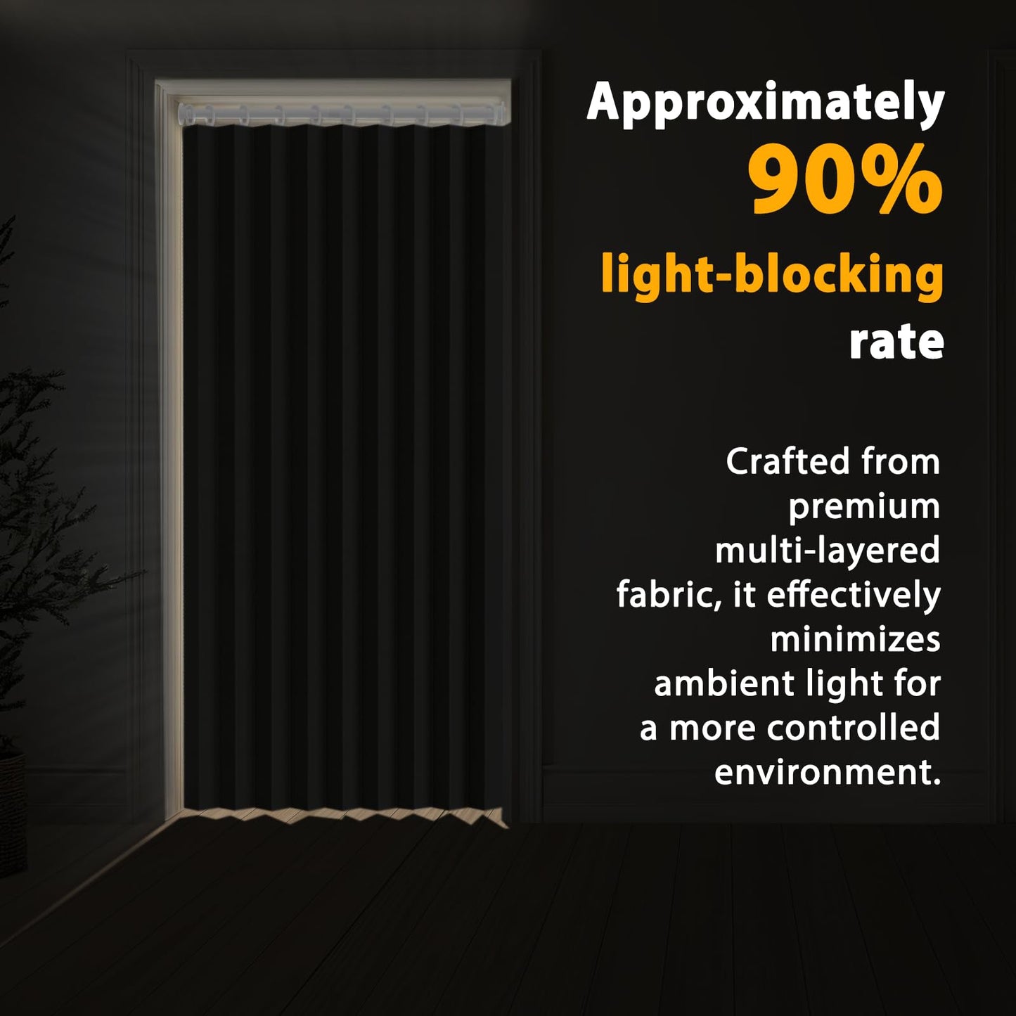 Jilron Accordion Door Curtain Set - 100% Blackout, with Curtain Rod Included, for Bedroom Privacy Protection (Off white-43 W x 78" L+Rod)