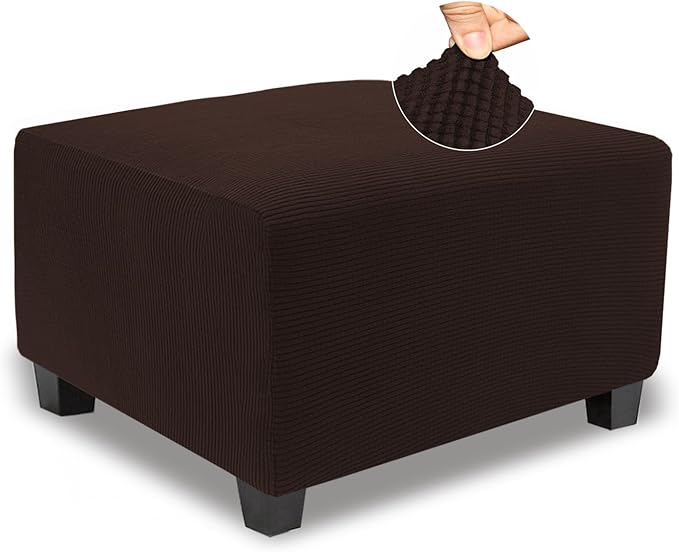 NeColorLife Stretch Ottoman Cover Square Soft Knitted Jacquard Washable Thick
