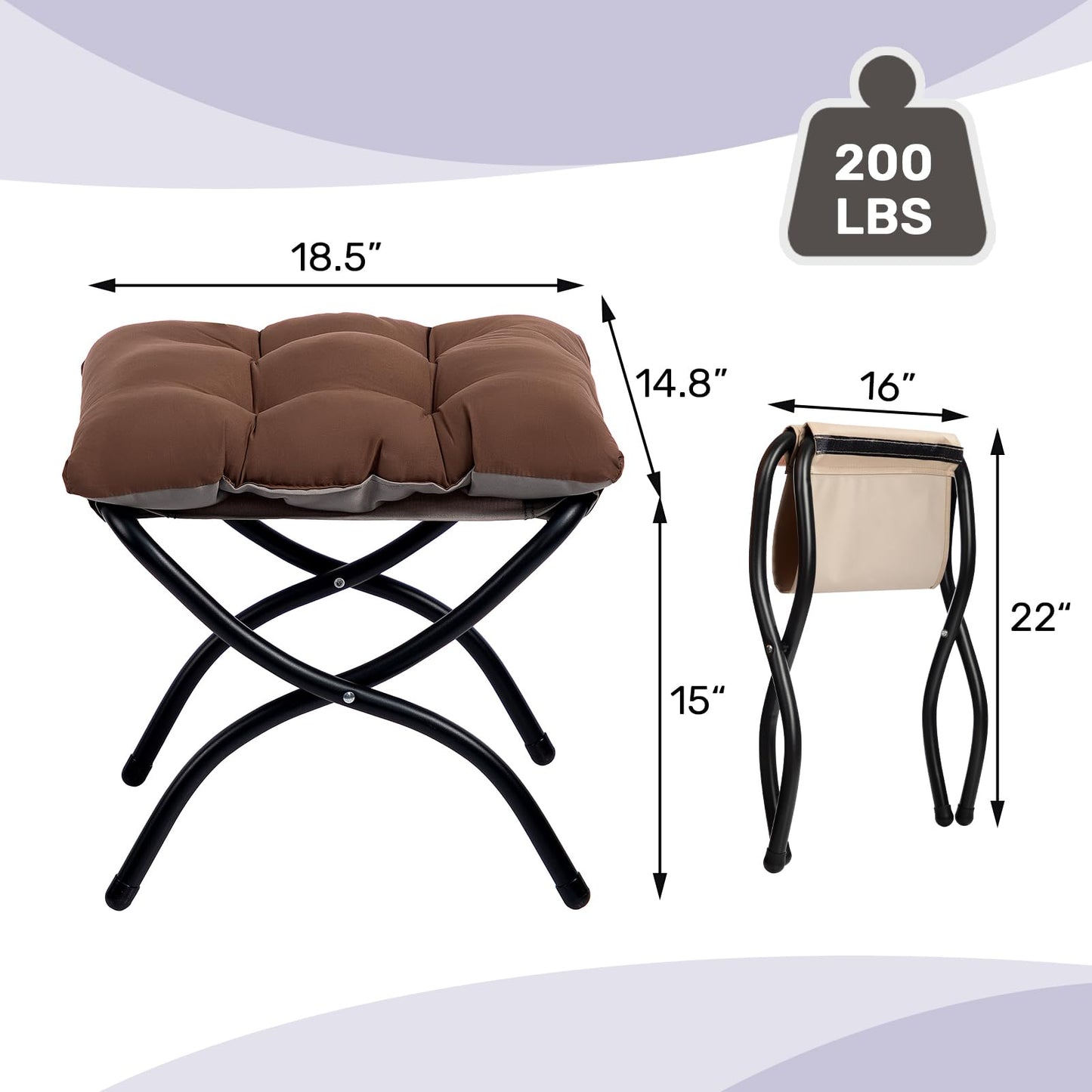 HollyHOME Lazy Chair with Foldable Ottoman, Accent Comfy Lounge Armchair and Folding Footrest Stool, Leisure Sofa Reading Chair and Footstool for Living Room, Bedroom, Dorm,Coffee Brown