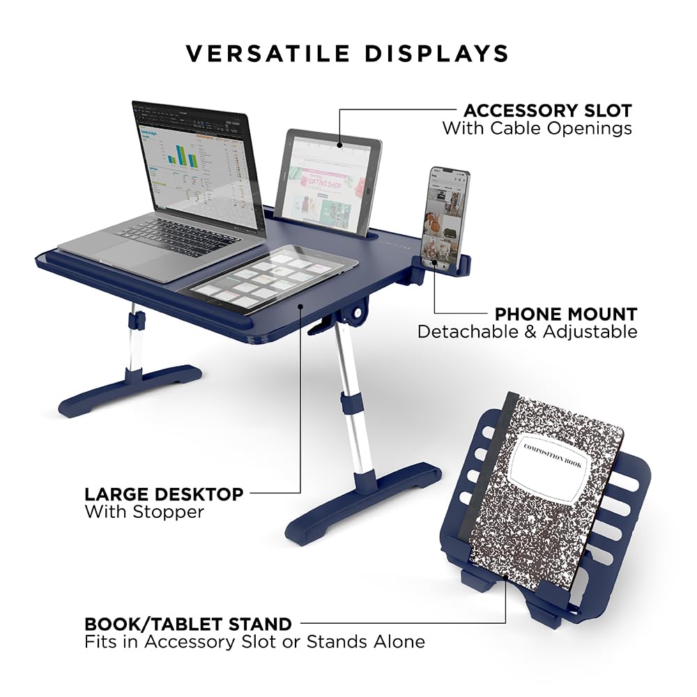 Limitless TotalDesk Portable Workstation and Lap Desk with Adjustable Height & Tilt (Navy)