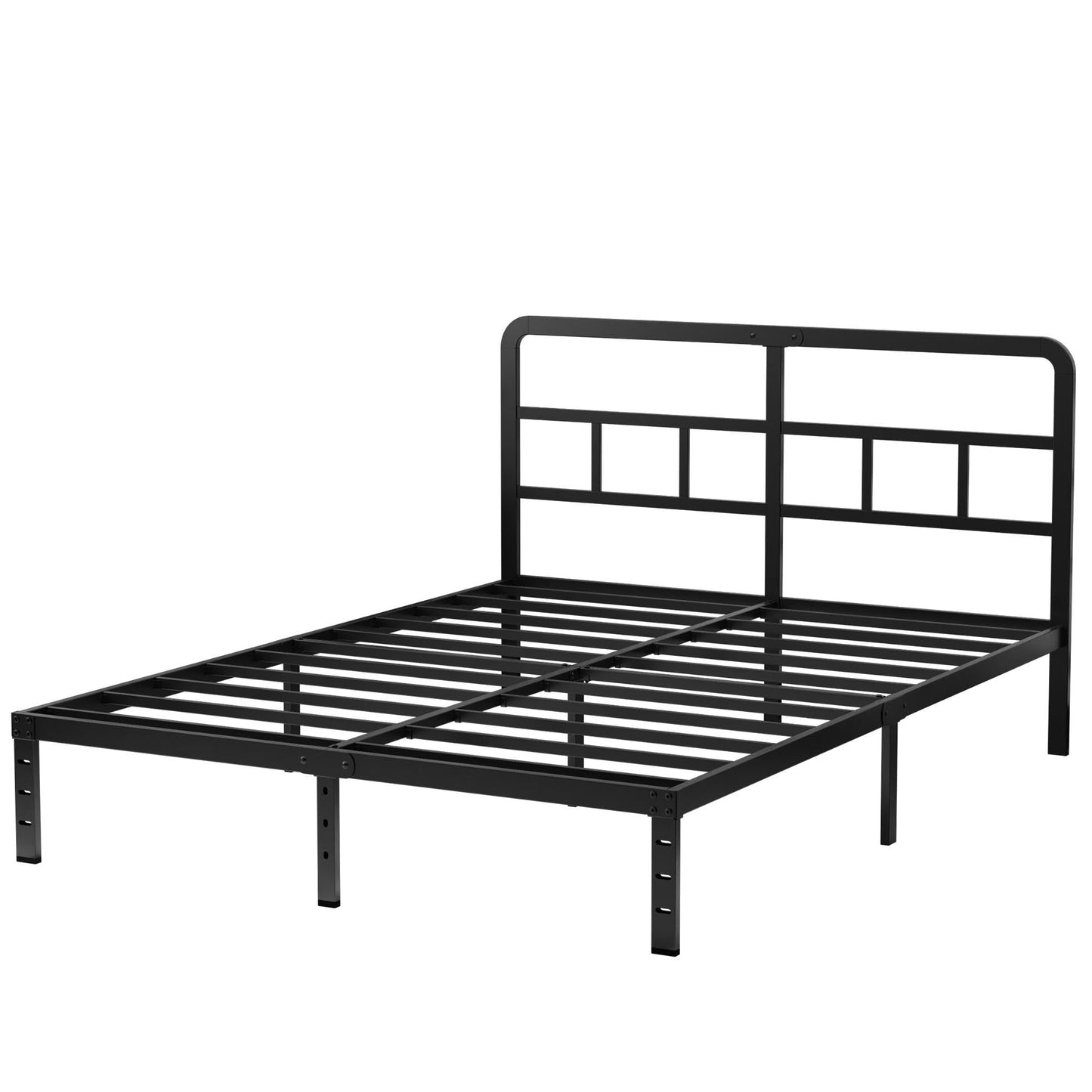 Husleephu Full Size Bed Frame with Headboard, 12 Inch Heavy Duty Metal Bed Frame Full, No Box Spring Needed, Noise Free, Easy Assemble, Black