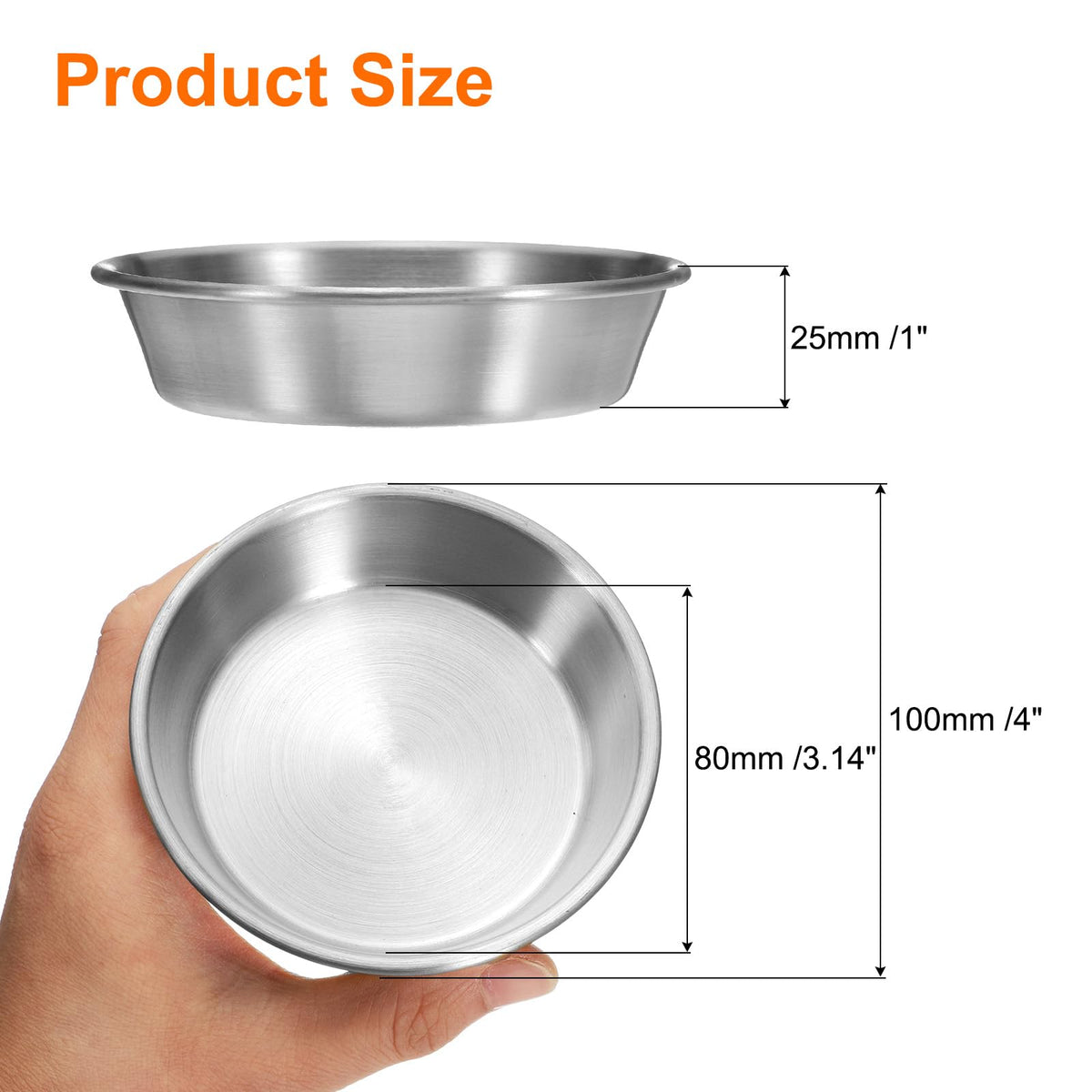 uxcell 4 Inch Stainless Steel Sauce Dishes, 6 Pcs Mini Individual Round Seasoning Dishes Condiment Tray Sushi Dipping Bowl Mixing Saucers Appetizer Plates for Prep Side Dish, Silver