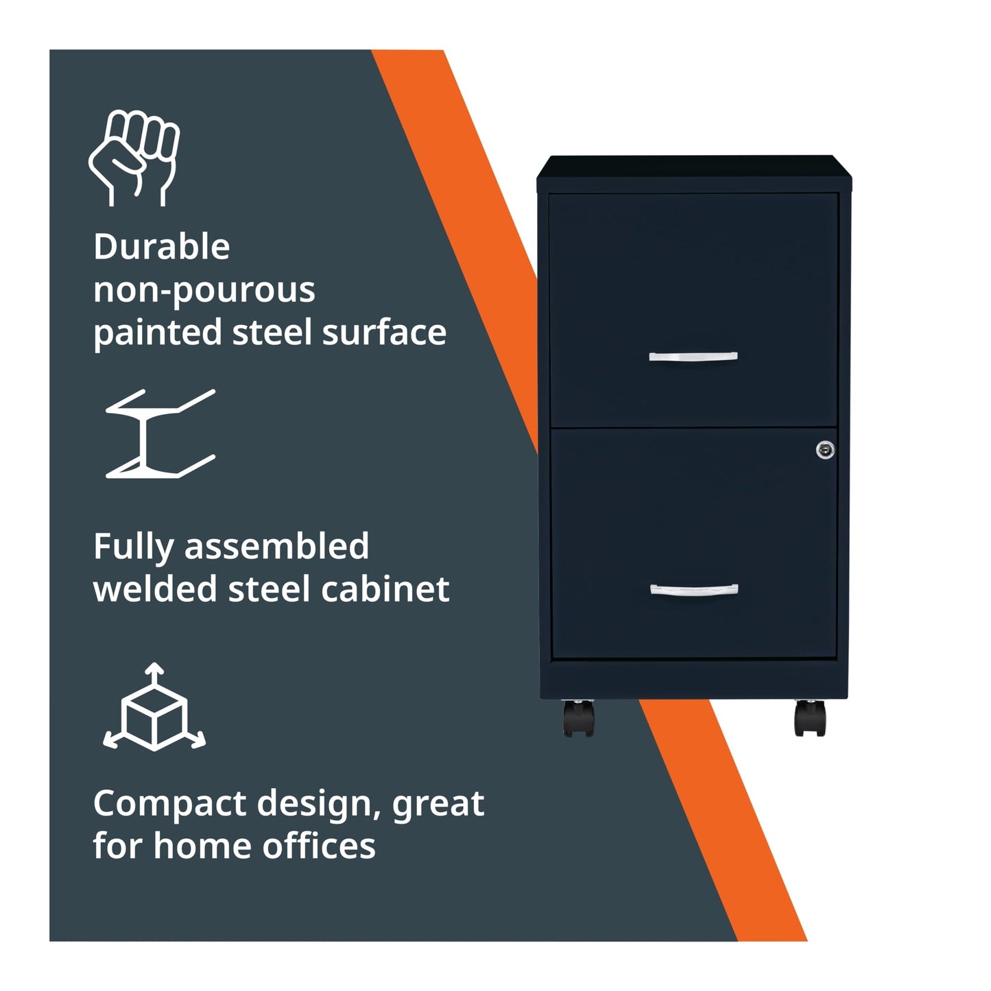 Lorell LYS SOHO File/File Mobile File Cabinet, Navy