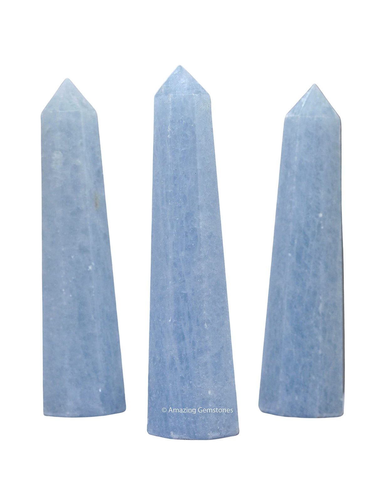 Amazing Gemstone Blue Calcite Celestite Crystal Towers ~ Natural Healing Crystal Point Obelisk for Reiki Healing and Crystal Grid (2" to 3" Inch)