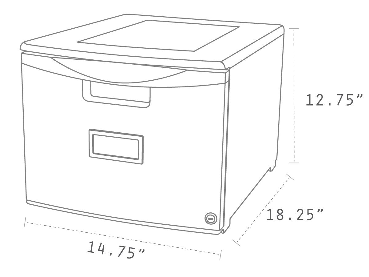 Storex Plastic One-Drawer File Cabinet – Locking Document Organizer with Casters for Home and Office, Gray, 1-Pack (61266A01C)