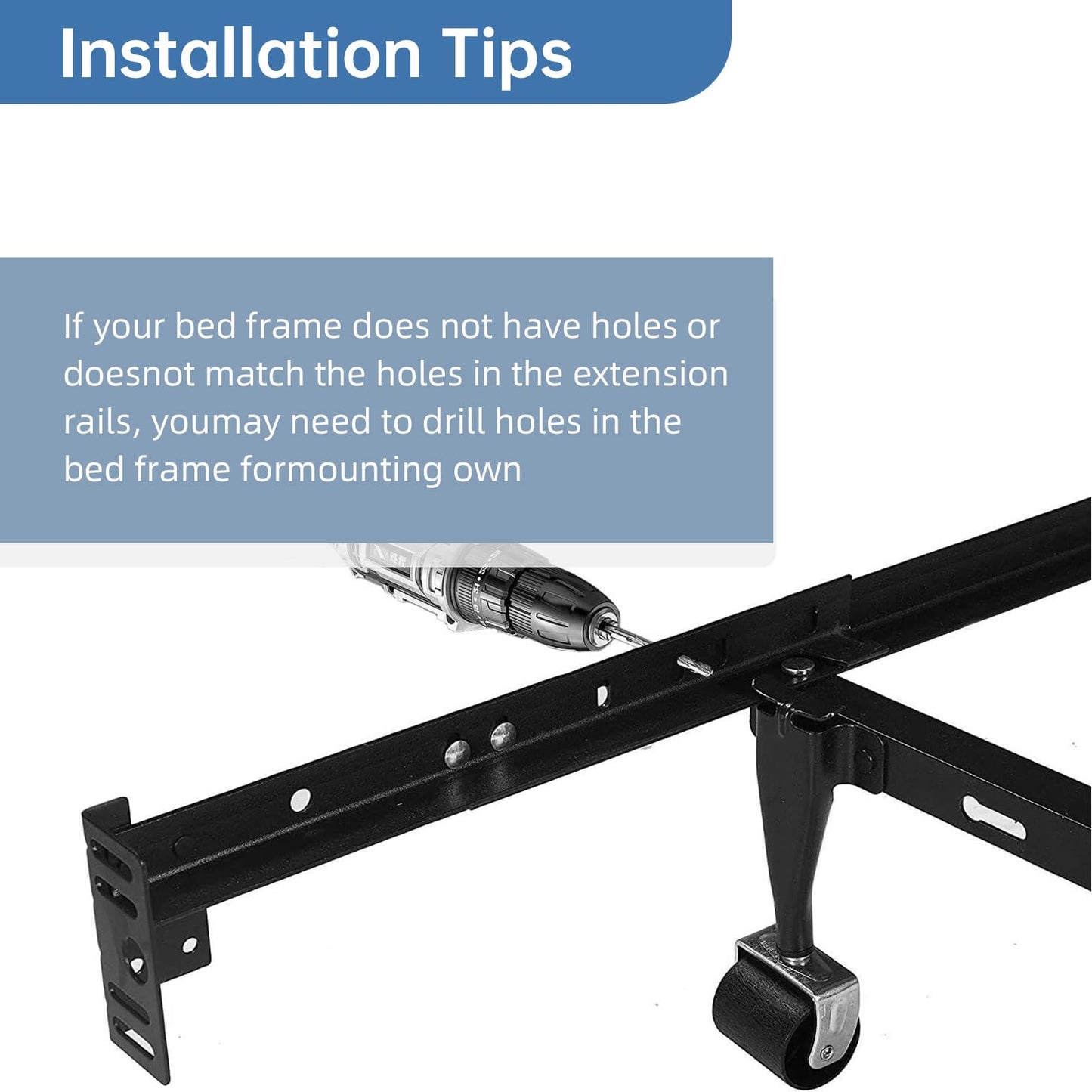 Bed Frame Footboard Extension Brackets Set Attachment Kit, Bolt-on Footboard Extension Bracket Attachment Kit - Fit for Twin,Full,Queen,King Size Bed