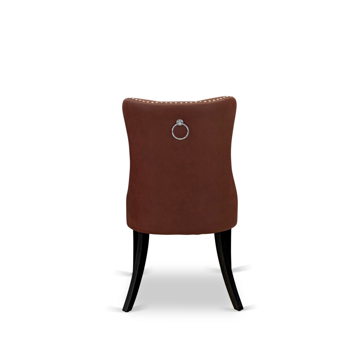 East West Furniture DAP6F26 Dallas Parson Dining Room Chairs - Button Tufted Nailhead Burgundy Polyester Fabric Padded Chairs, Set of 2, Wirebrushed Black