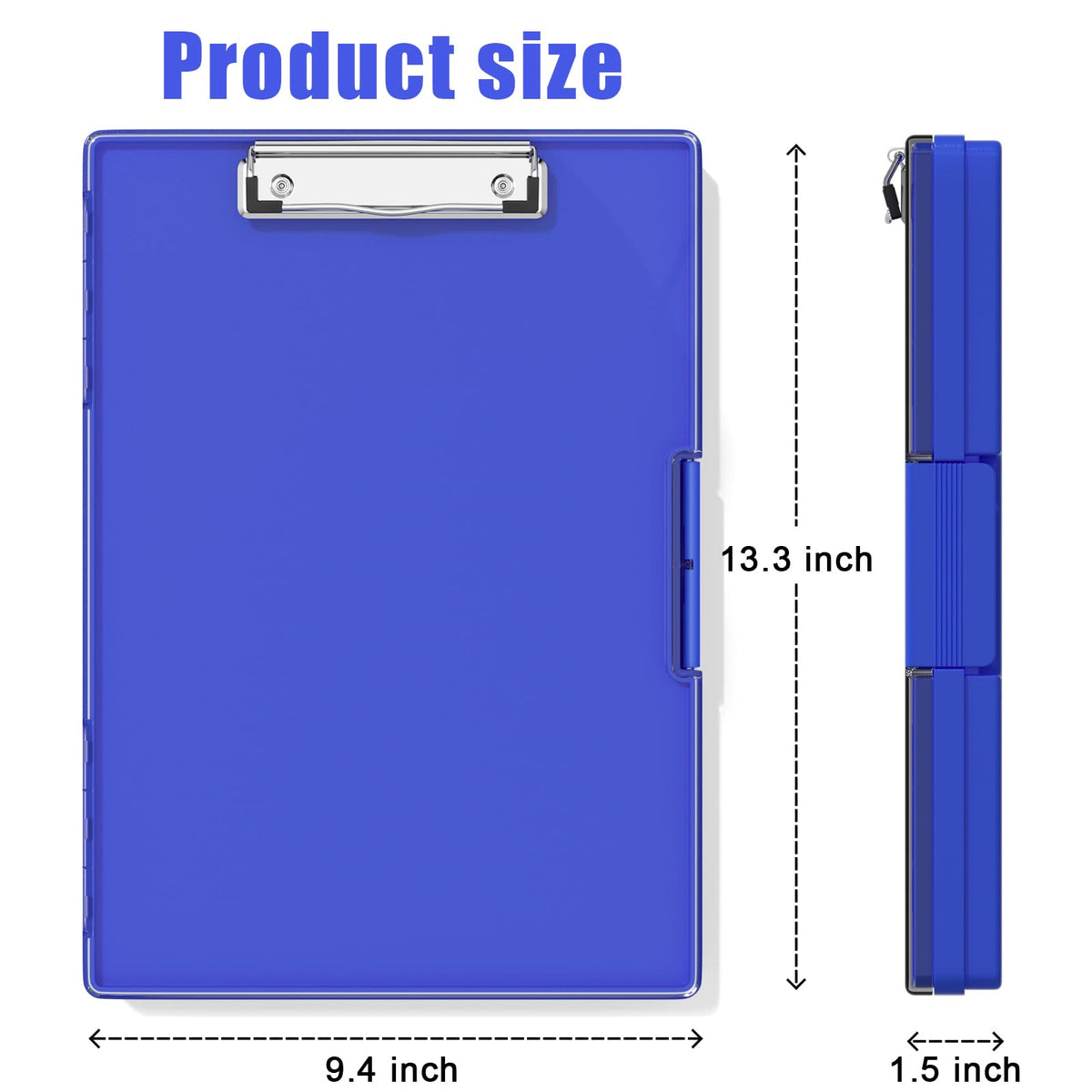 Hongri Clipboard with Storage, Blue 8.5 x 11 Folder Nursing Side Opening, Heavy Duty with Dual Compartment, Smooth Writing for Teachers, Classroom, Size 13.3 x 9.4 x 1.5 in, Office & School Supplies