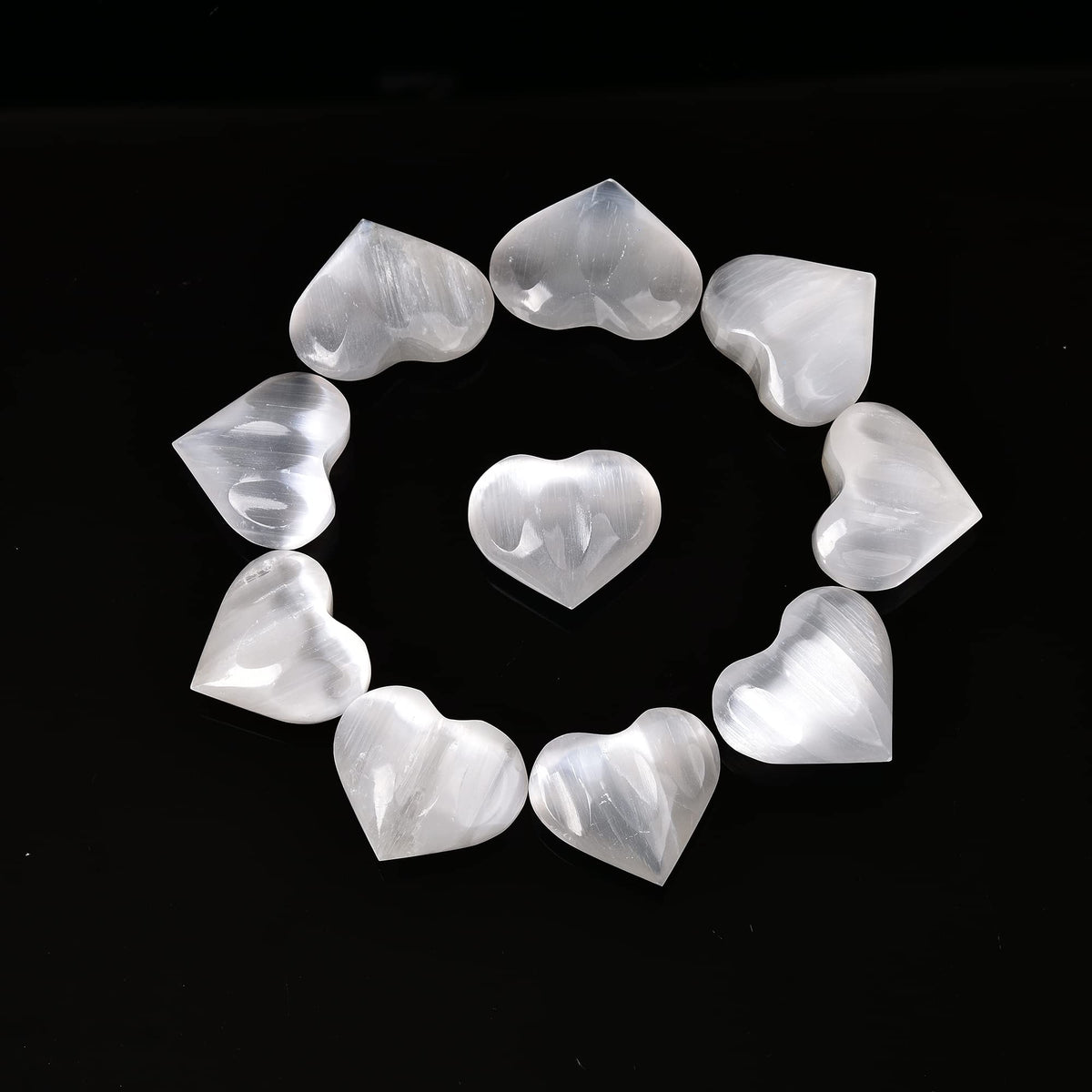 JIC Gem 1.4-1.6" Natural Unique White Selenite Heart Stone Healing Crystal Heart Rock Engraved Heart Decoration Heart Shape Crystal Set of 10 Wholesale Frome Morocco
