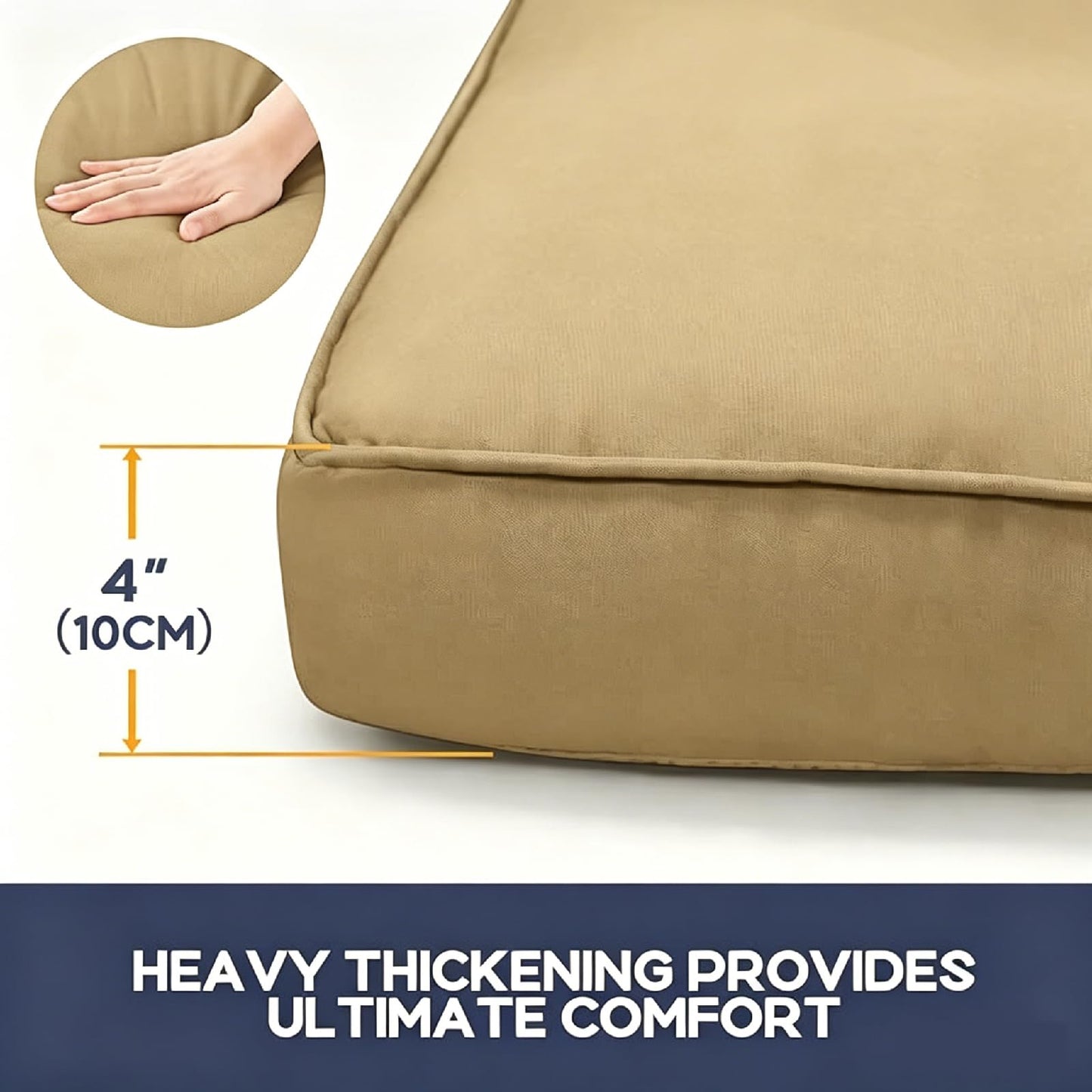 CTLAMK Breakfast Nook Cushions Set of 4, Waterproof Oxford Fabric Kitchen Nooks Cushions, Soft Polyester Filling Cozy Supportive Nooks Cushion, Breakfast Nook Cushion Cozy Dining Area Seating,Khaki