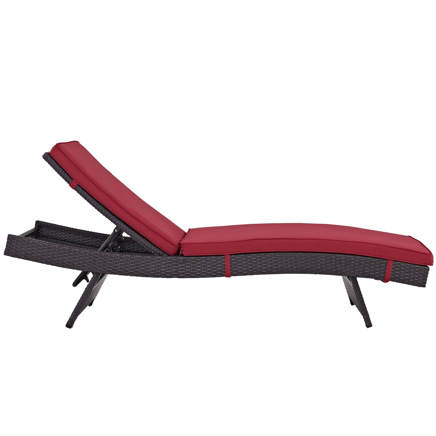 Modway Convene Wicker Rattan Outdoor Patio Chaise Lounge Chair in Espresso Red