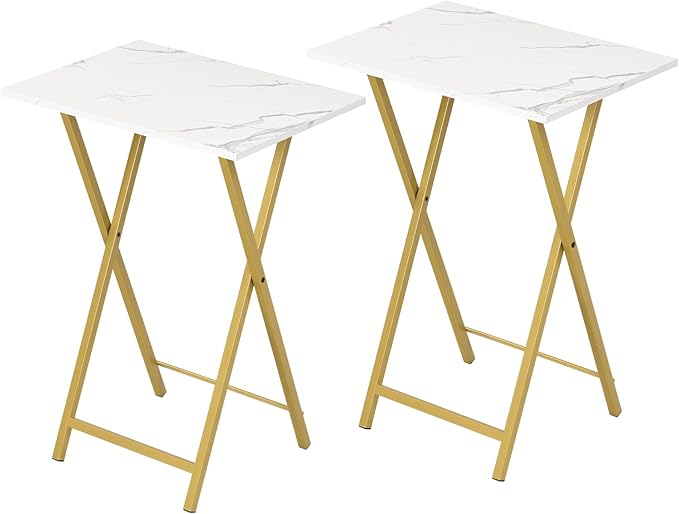 HOOBRO Folding TV Tray Tables, Industrial Snack Tables