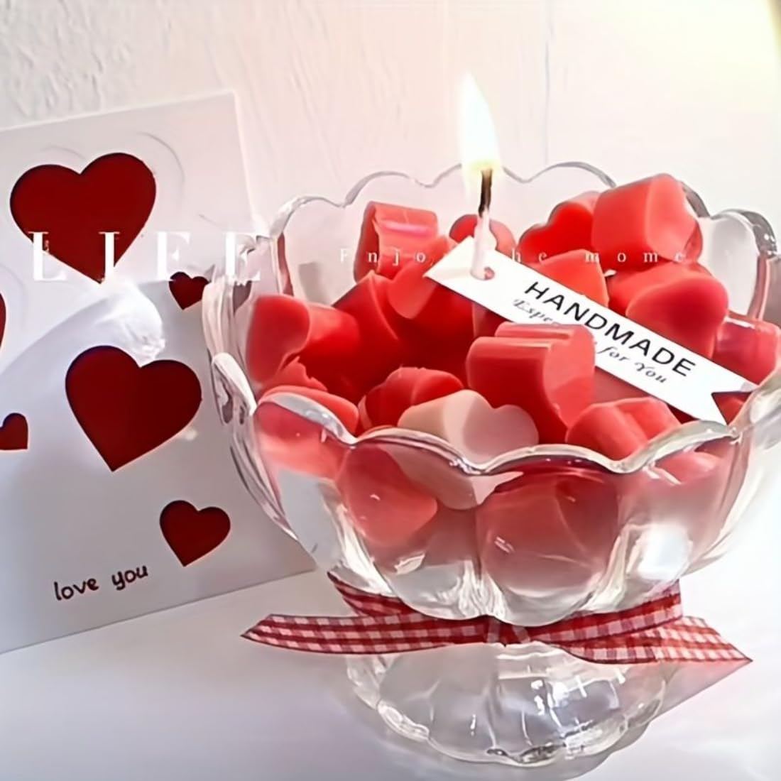 ISOLAY Aesthetic Scented Candle,Handmade Soy Wax Aroma in Glass Decorative Candle for Valentine's Day Wedding Gift (A Pink)