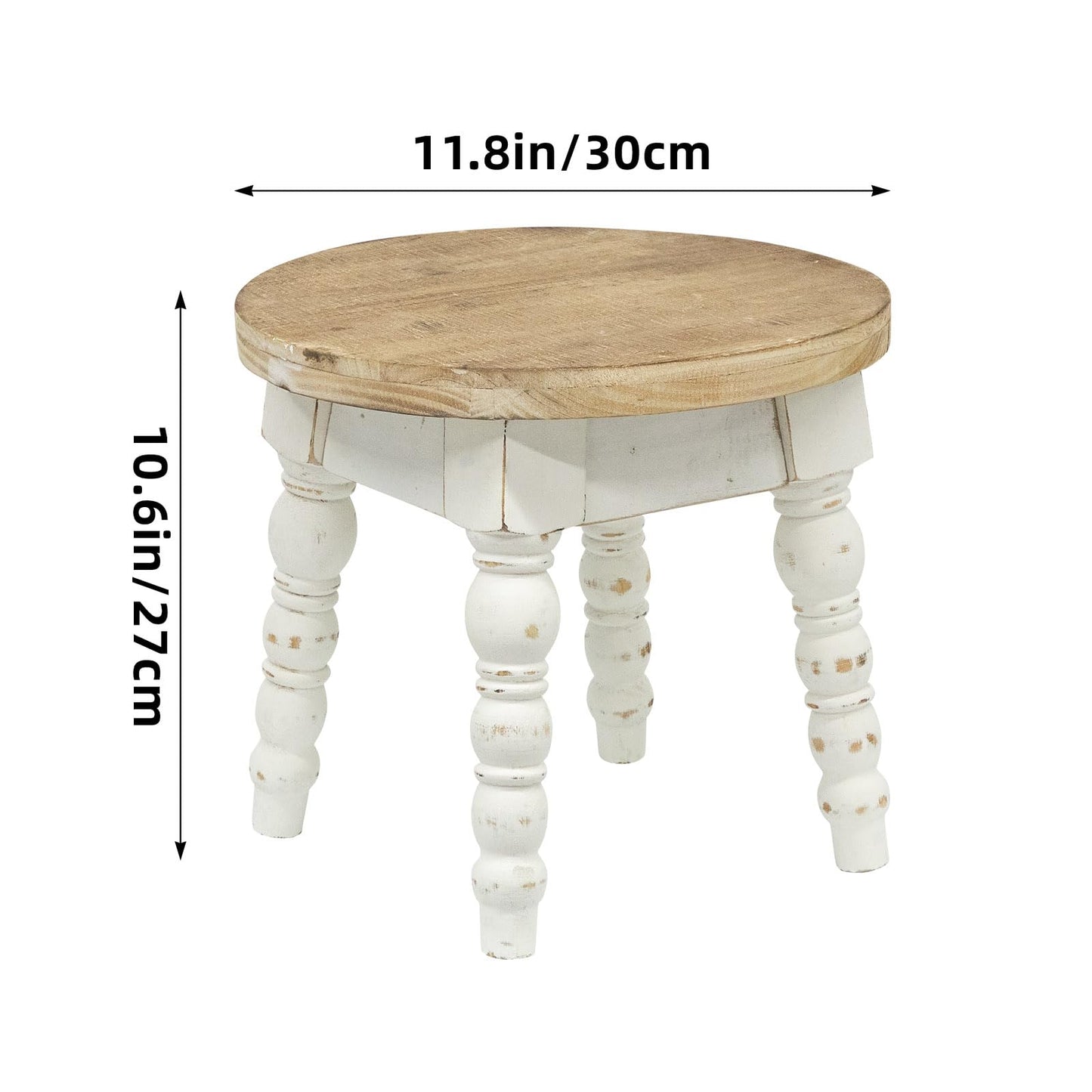 JUMBO DECOR Wooden Step Stool for Kids Adults, Farmhouse Step Stool or Plant Stand Indoor, Portable and Sturdy Versatile Foot Stools for Bathroom, Bedroom, Office, Kitchen, Plant Stand (Round)