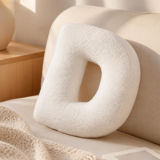 Decorative Initial Letter Shaped Throw Pillows for Bed Couch, English Alphabet A to Z for Sofa Bedroom Living Room Decor (D)