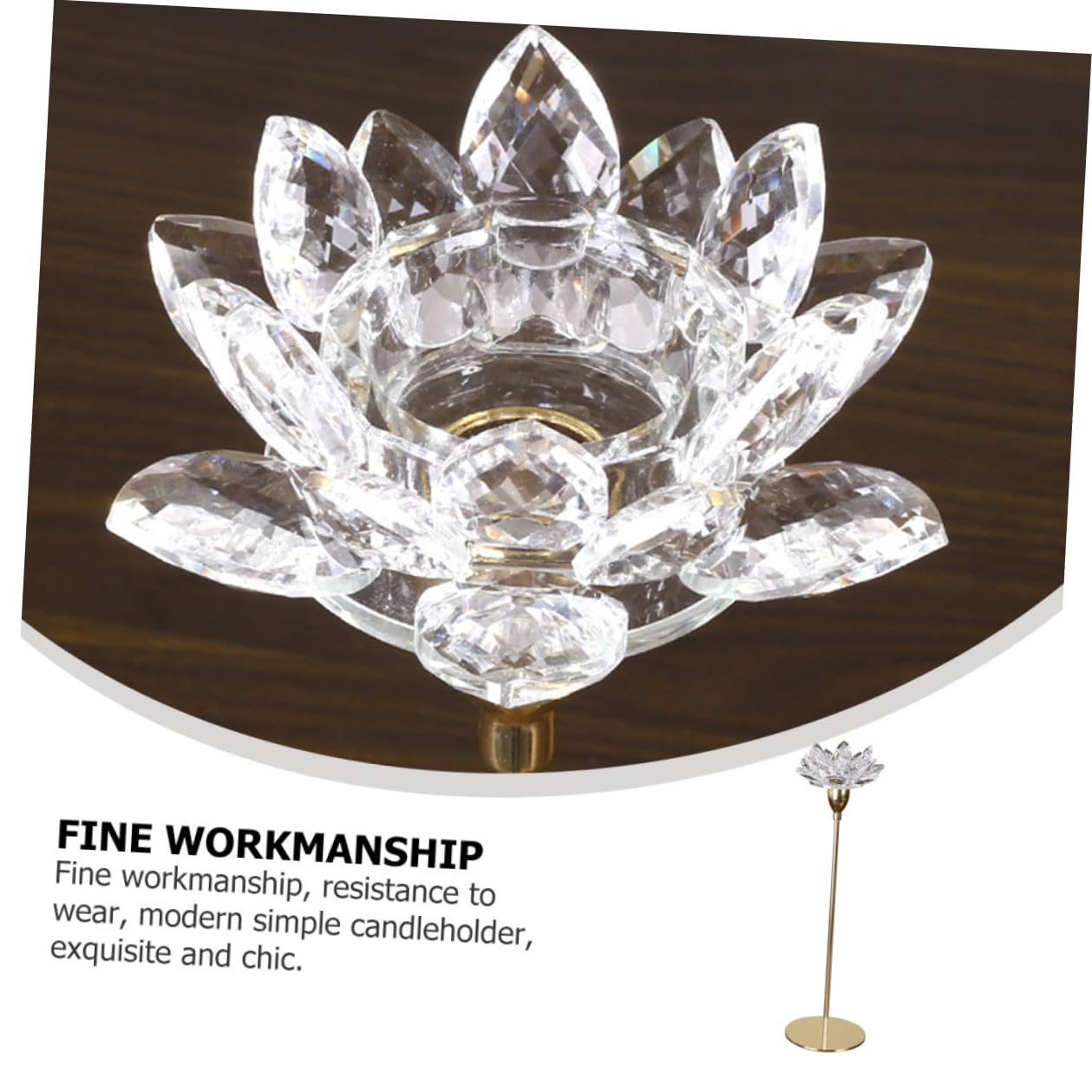 jojofuny Metal Crystal Lotus Candlestick Holder Small Gold Wedding Candle Stand Decorative Candlelight Dinner Ornament for Dining Room