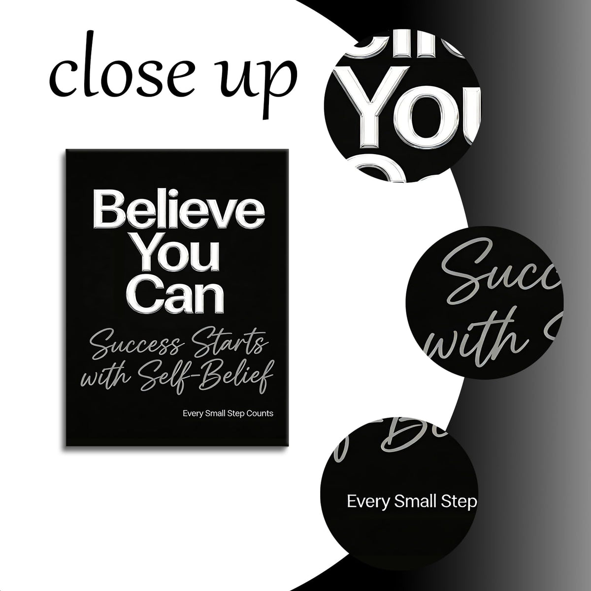 YSPCSUN Inspirational Wall Decor Believe You Can Motivational Canvas Painting, Framed Uplifting Typography Pictures for Modern Office Study Room Men Women Desk Decor, Wooden Inner Frame 24x18 Inch