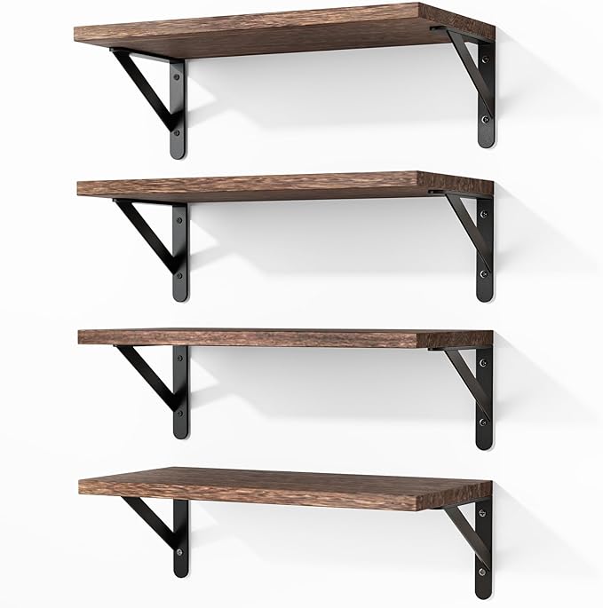Fixwal Floating Shelves for Wall, Wood Wall Mounted Shelves for Bedroom