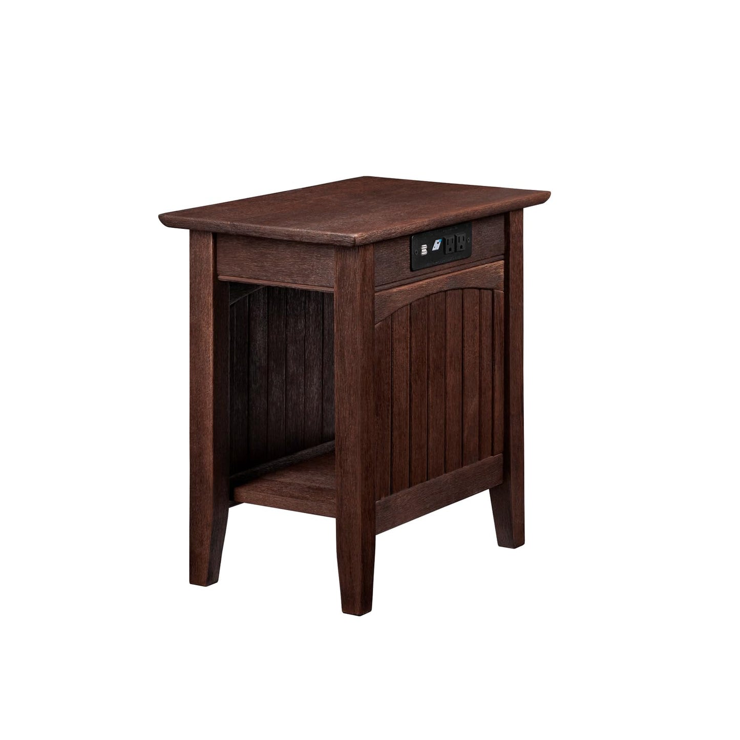 AFI Nantucket Chair Side Table with Built-in Charger in Burnt Amber
