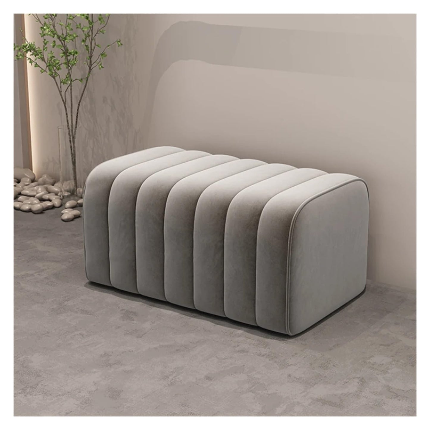 WENWENLEE Foot Stool Velvet Bench Entrance Shoe Bench Hotel Mall Hall Rests Feet Luxury Soft Footrest Room End of Bed Low Stool Furniture for Living Room, Bed(White Length 40CM)