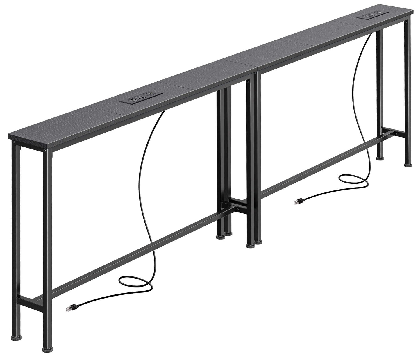 SUPERJARE 78.8 Inch Narrow Console Table with Outlet, Sofa Tables, Behind Couch Table, Long Entryway Tables with Charging Station, for Living Room, Black