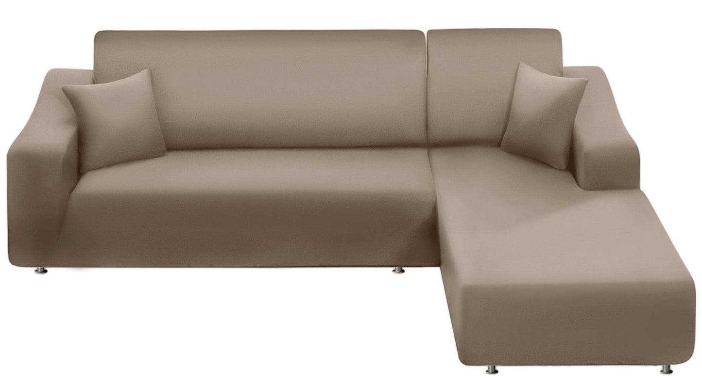 NAISI Couch Cover L Shape 2 Pieces Sofa Cover Soft Stretch Slipcovers with 2pcs Pillowcases Furniture Protector Sectional Couch Covers 3 Seater + 3 Seater(Tan)