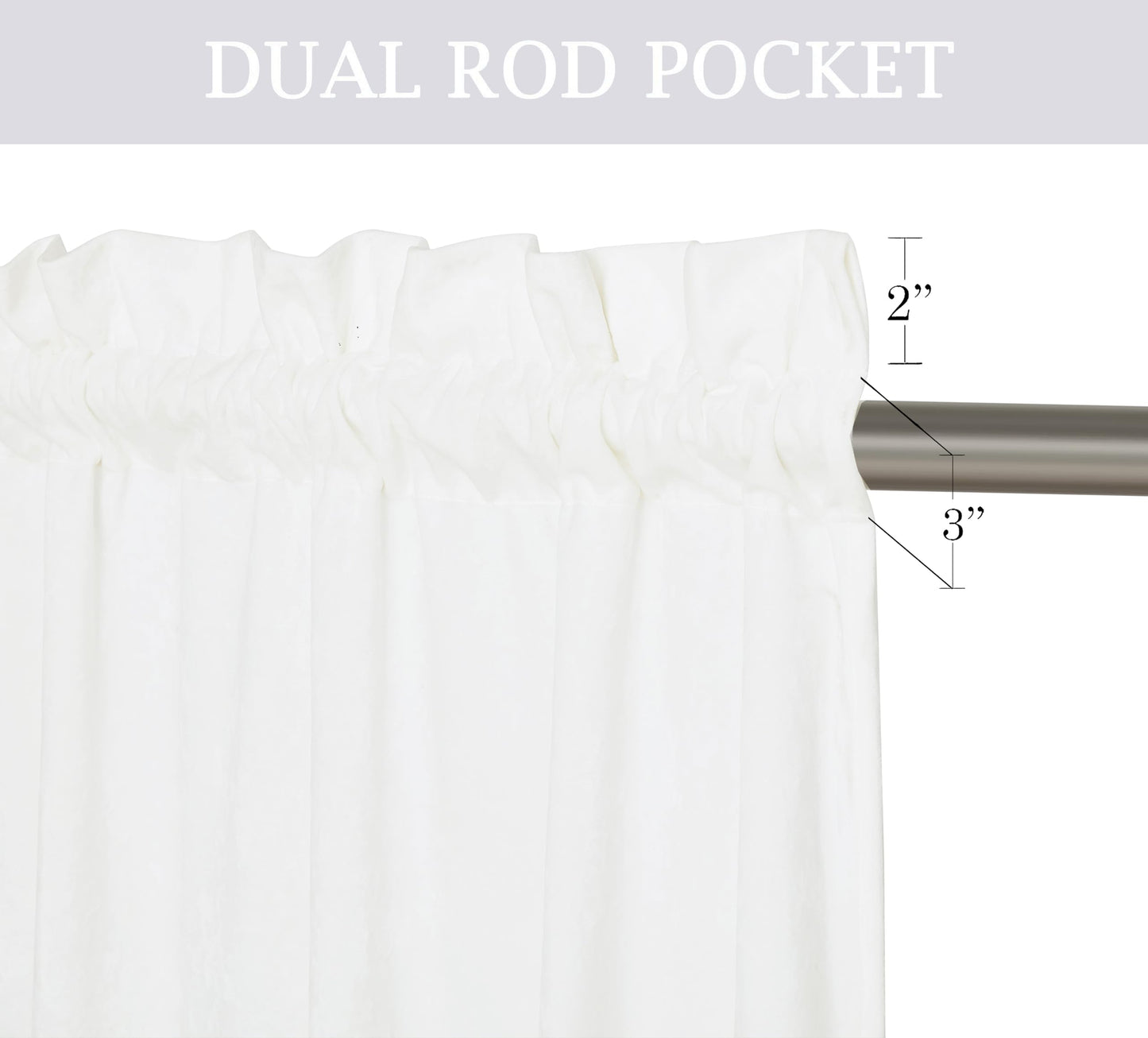 Chezmoi Collection Lux Cream White Crushed Velvet Curtains 2 Panel Set - 72 inches Long Room Darkening Luxury Distressed Velvet Rod Pocket Window Drapes for Living Room Bedroom 50" W x 72" L