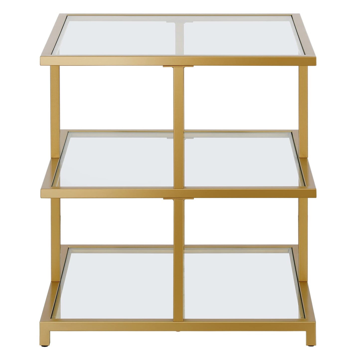 Henn&Hart 22" Wide Square Side Table in Brass, for Home, Living Room, Bedroom, Entertainment Room, Office