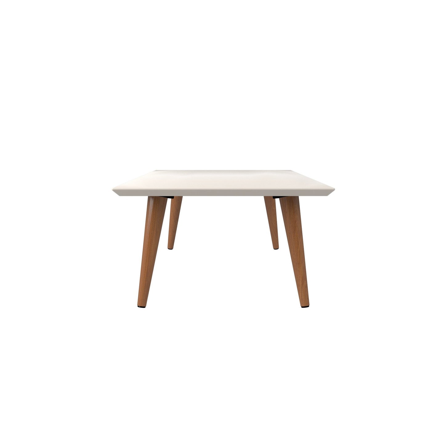 Manhattan Comfort Utopia Collection Mid Century Modern Low Rectangle Accent Living Room End Table With Splayed Legs, Off White (89452)