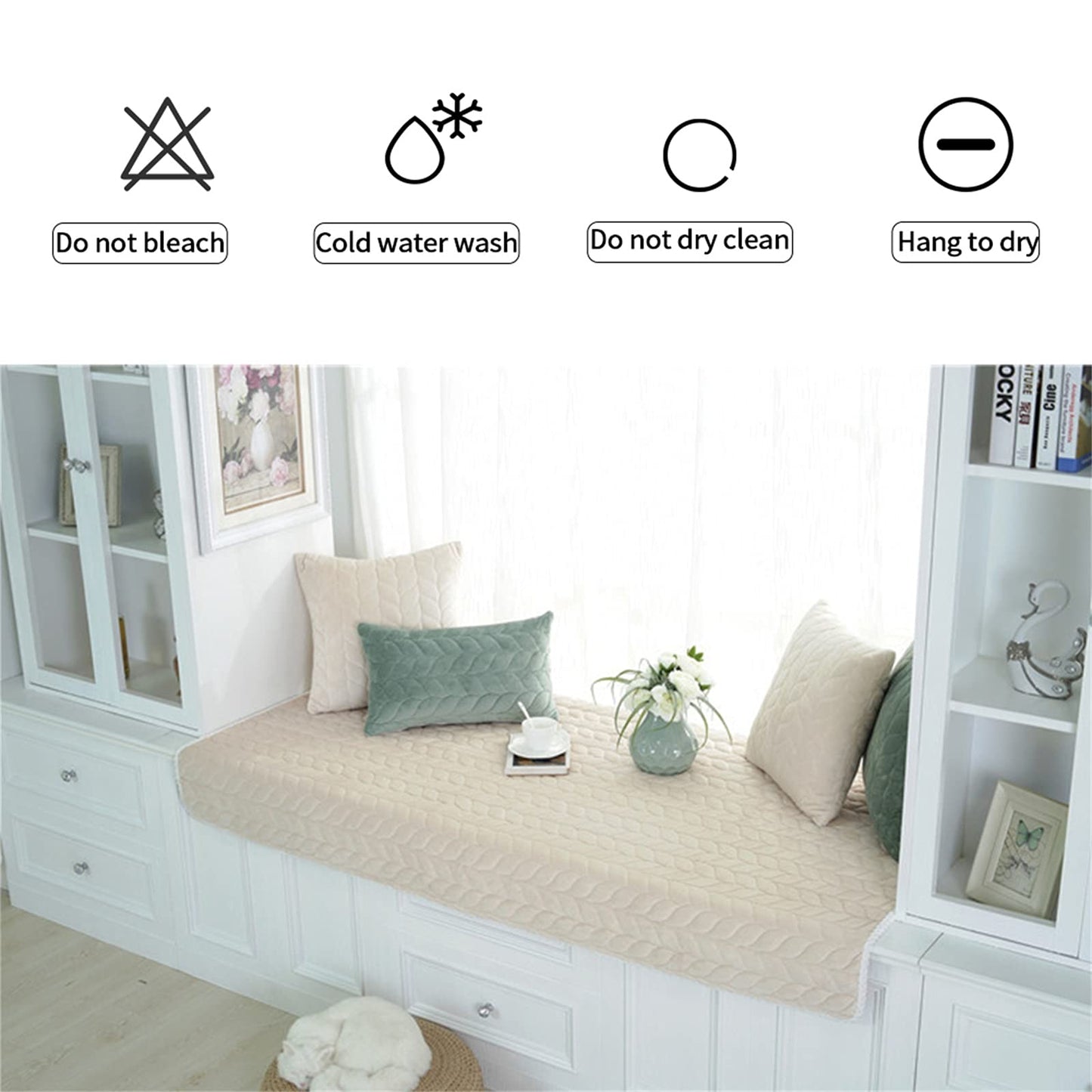 JeogYong Thick Plush Bay Window Mat Non-Slip Crystal Velvet Bay Window Cushion Pad, 70 x 150cm Modern Windowsill Bench Seat Cushion for Indoor Tatami Sofa Decor Home Bedroom Living Room