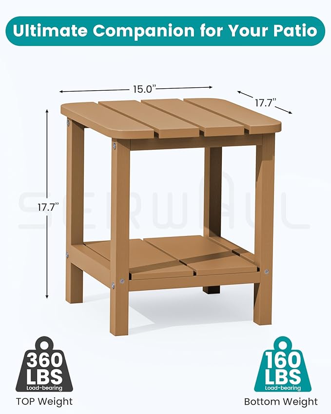 SERWALL Double Adirondack Side Table Rectangular End Table Set of 4