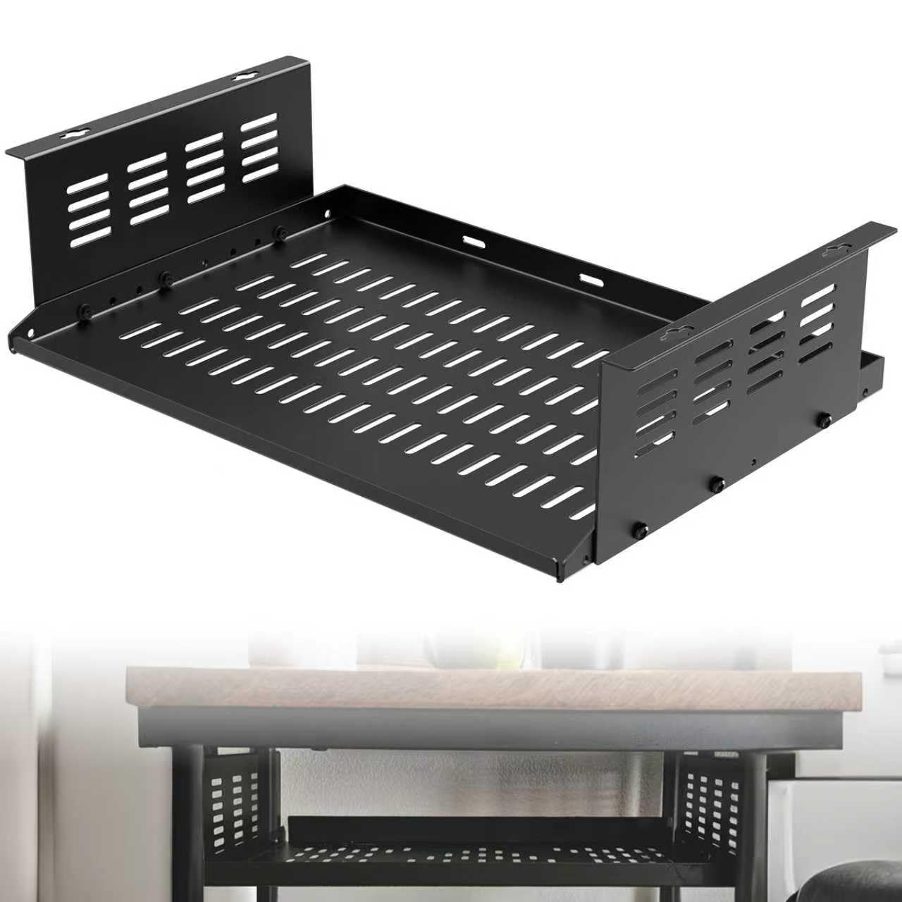 Fixirons PC Holder Under Desk,Under Desk Computer Mount for Small Form Factor SFF Computers and PCs,Compatible with PlayStation 4, PS4 Slim, PS4 Pro,Gaming UnderDesk L17.3 x H 4" x D 12"