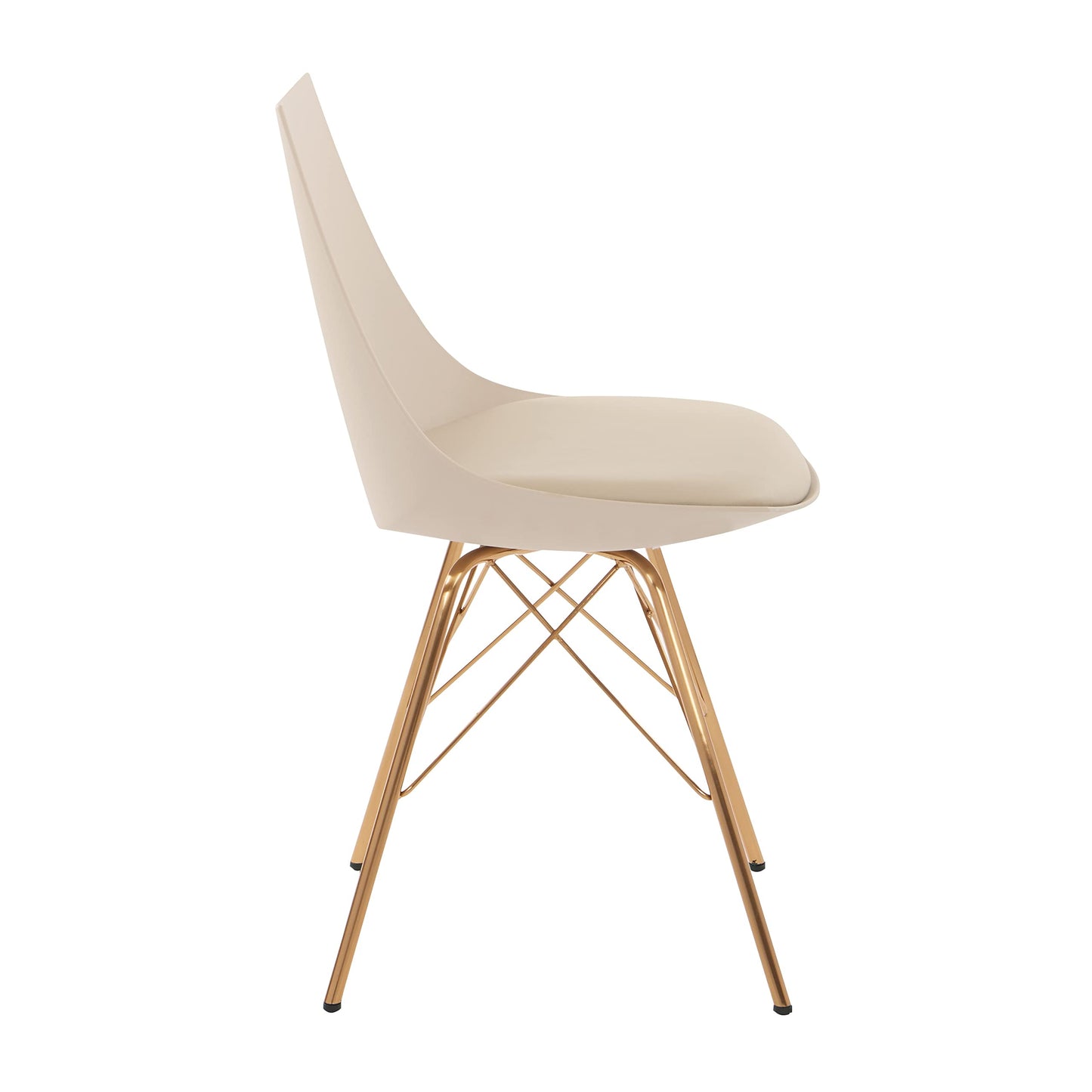 OSP Home Furnishings Oakley Mid-Century Modern Bucket Chair,Faux Leather, Cream