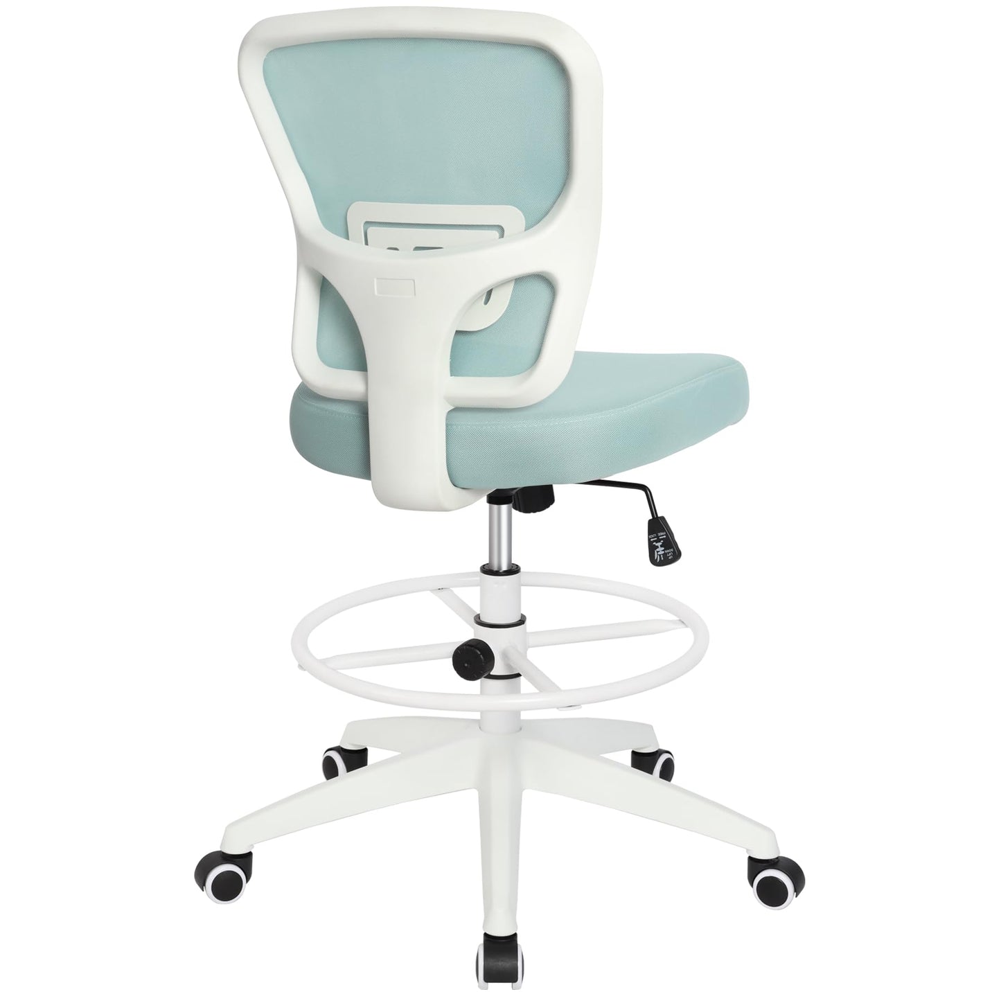 HYLONE Drafting Chair Adjustable Height Tall Office Chairs Standing Desk Chair Rolling Stool Chair Armless Office Drafting Chair Blue
