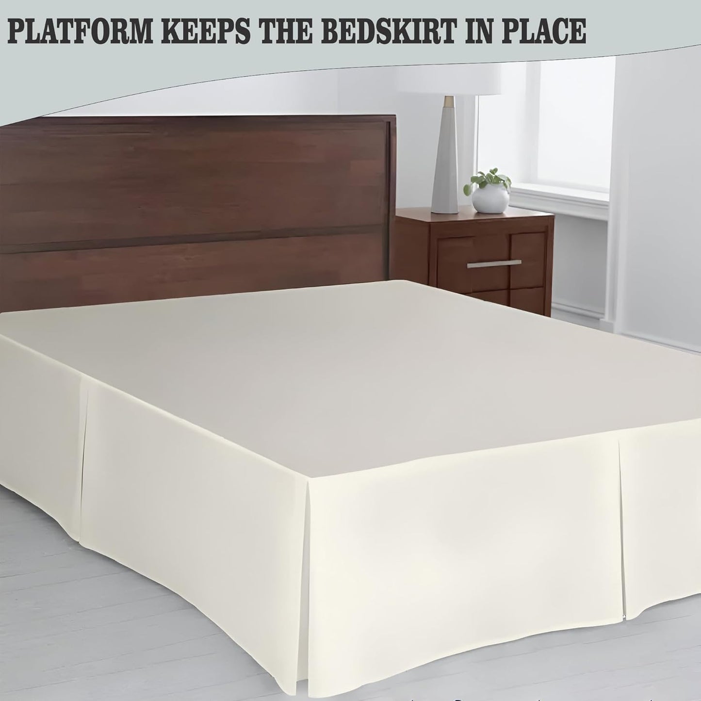 800 Thread Count Egyptian Cotton Bed Skirt King Size – Tailored Split Corner, 78x80 Inches 10" Drop Ivory Solid