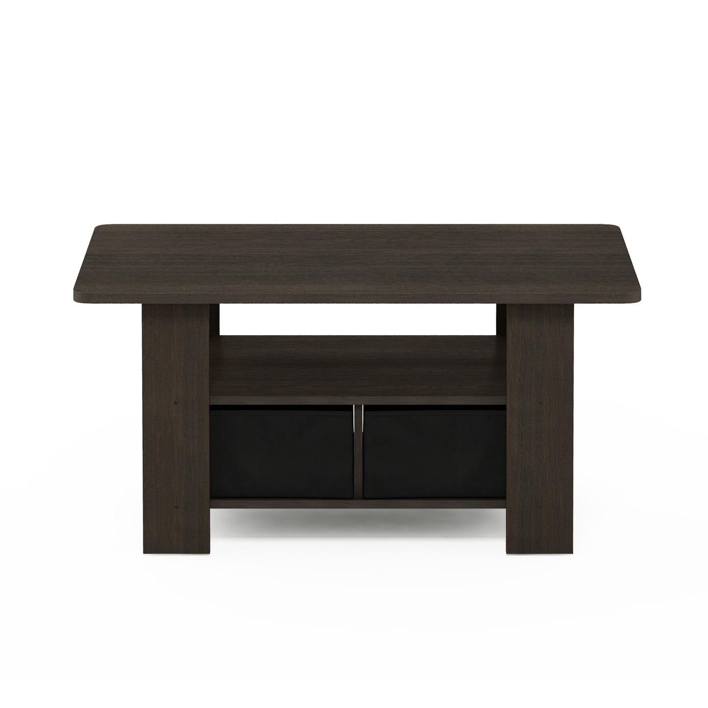 Furinno Andrey Coffee Table, Small Modern Center Table with Storage and Bin Drawer, Side Table for Living Room, Bedroom, Home Office, Dark Brown
