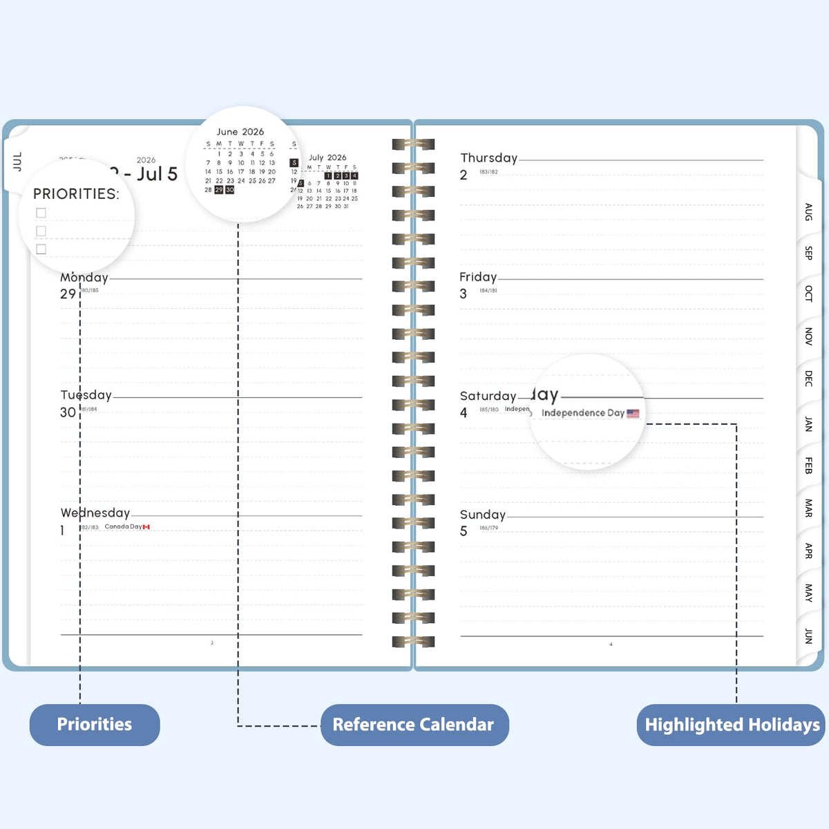 Planner 2026-2027, Weekly and Monthly Academic Planner, July 2026 - June 2027, Hardcover Calendar Agenda Book for School Year Planning, School Supplies for Teacher and Student, Letter Size(8.5'' x 11'')