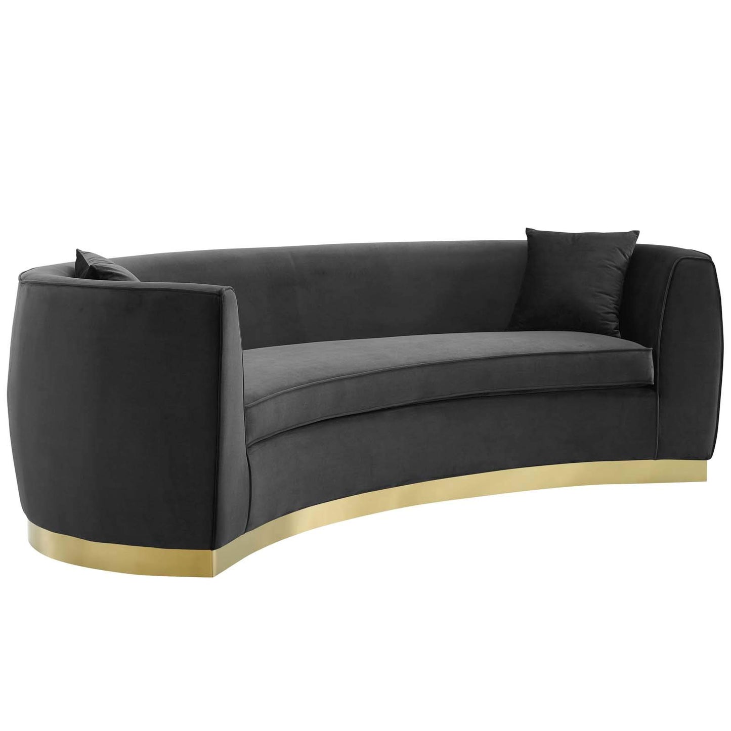 Modway EEI-3408-BLK Resolute Curved Performance Velvet Sofa, Black