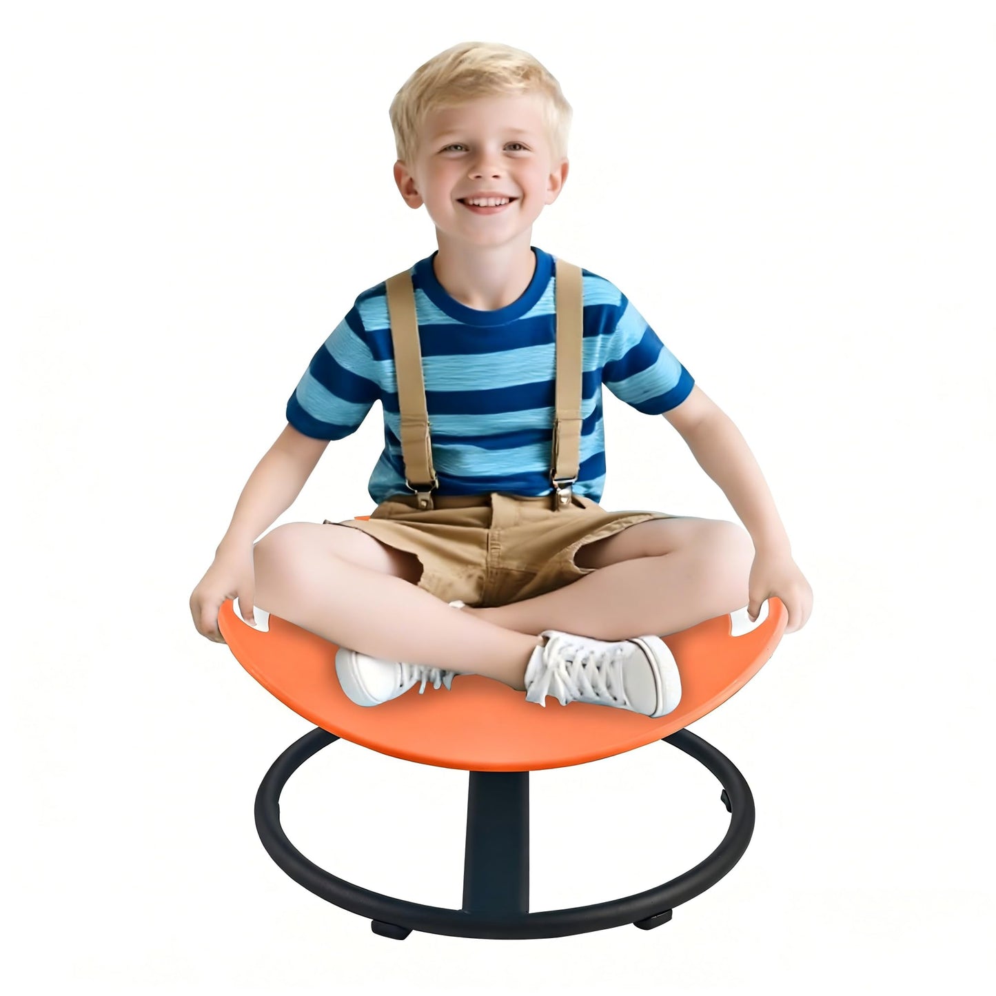 Casuenia Spinning Chair for Autistic Kids, Sensory Swivel Chair with Safety Handles, 220LBS Weight Capacity, Spinning Toy for Kids Autism & ADHD Age 3+, Sensory Product for Body Balance (Orange)