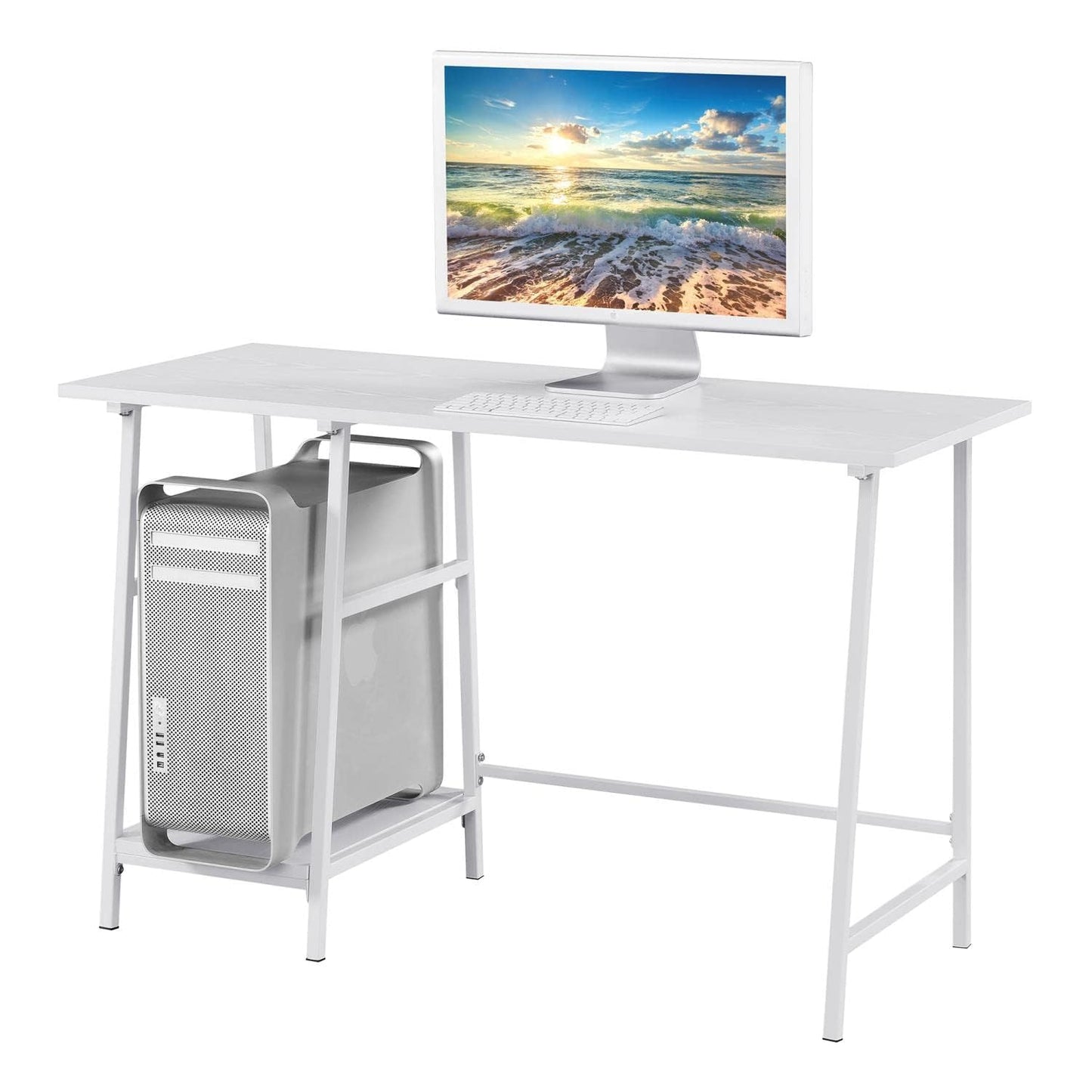 Convenience Concepts Designs2Go Trestle Wood Metal Desk, White/White