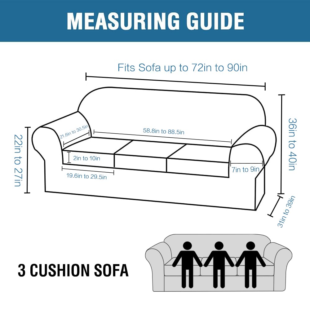 H.VERSAILTEX Modern Velvet Plush 4 Piece High Stretch Sofa Slipcover Sofa Cover Furniture Protector Form Fit Luxury Thick Velvet Sofa Cover for 3 Cushion Couch Width Up to 90 Inch (Sofa,Deep Teal)