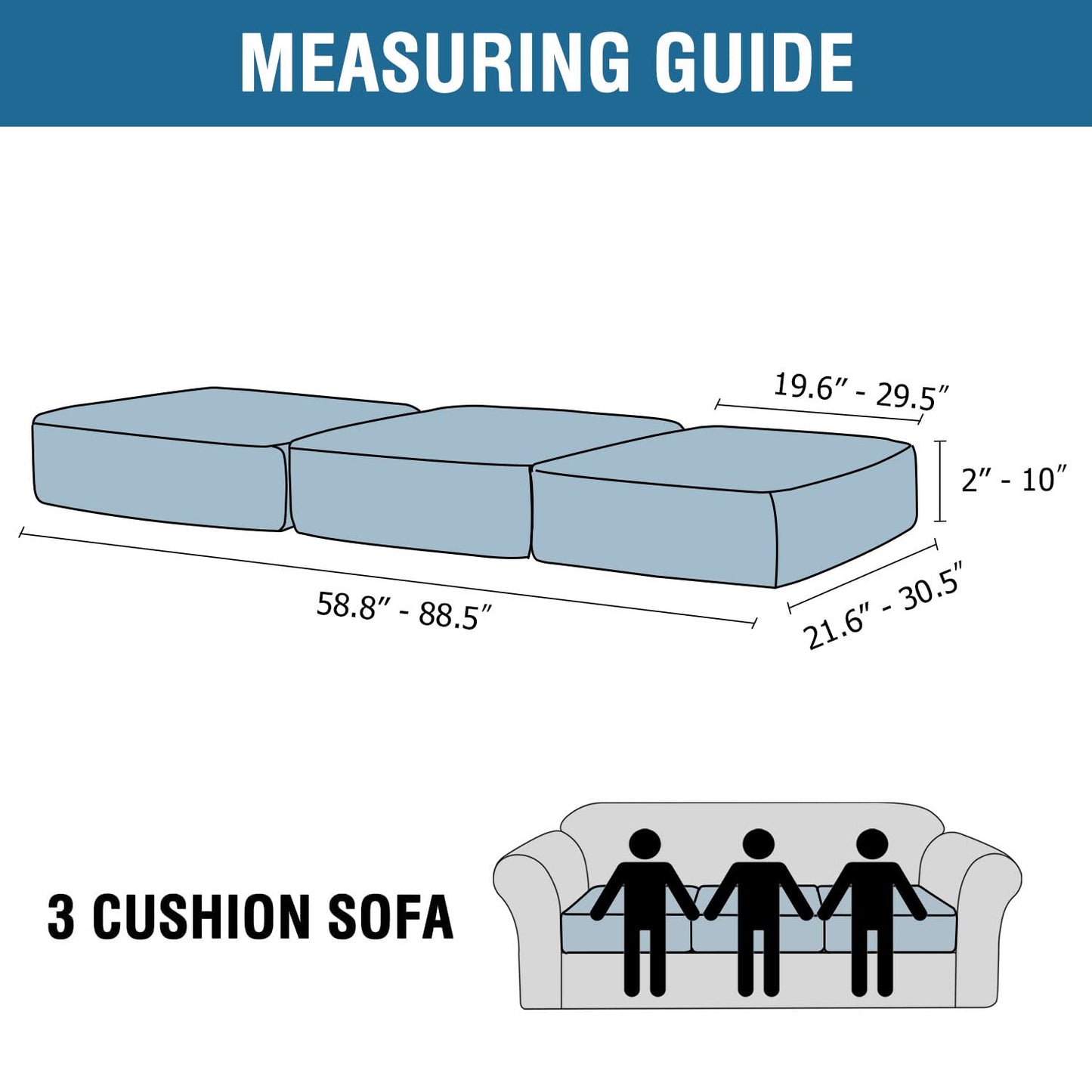 H.VERSAILTEX Velvet Stretch Couch Cushion Cover Plush Cushion Slipcover for Chair Loveseat Sofa Cushion Furniture Protector Seat Cushion Sofa Cover (3 Piece Sofa Cushion Covers, Grey)