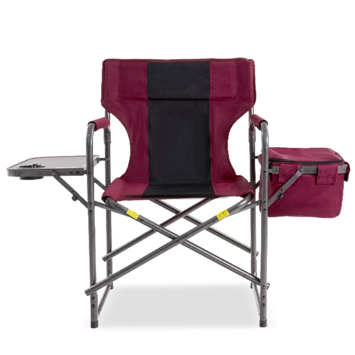 Foristrail Director Camping Chair with Cooler Bag & Foldable Side Tray - 400lbs Heavy Duty Outdoor Folding Lawn Chair, Portable Camp Chair for Backyard, Fishing, Beach (Wine Red)